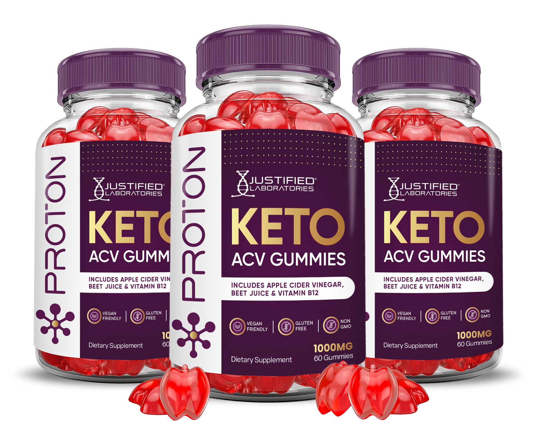 (3 Pack) Proton Protein Keto ACV Gummies Advanced Formula 1000MG Proton Keto Justified LaboratoriesUS supplements
