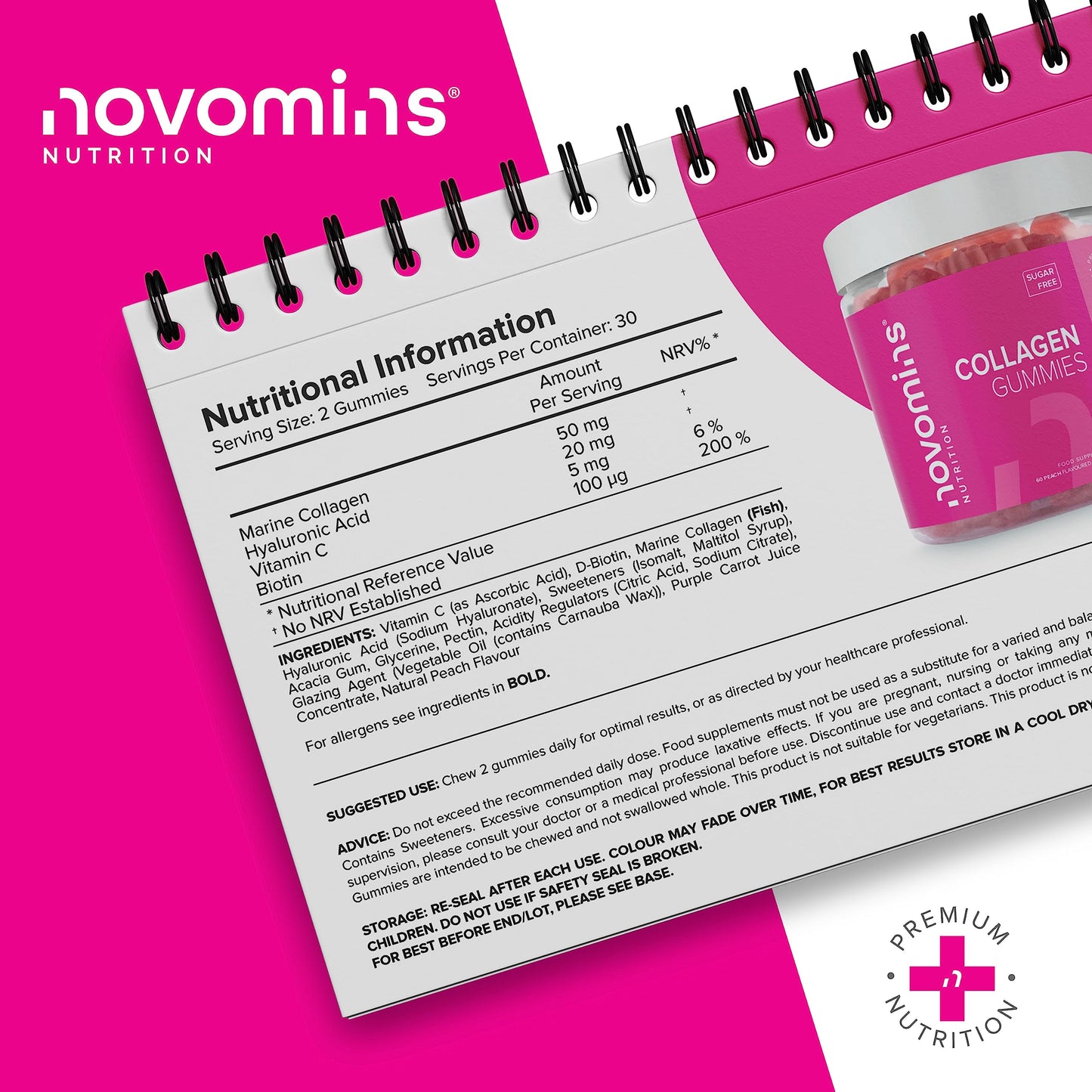 Collagen Gummies - Sugar Free Marine Collagen Gummies - Superior Type 1 Hydrolysed Collagen novominsUS supplements