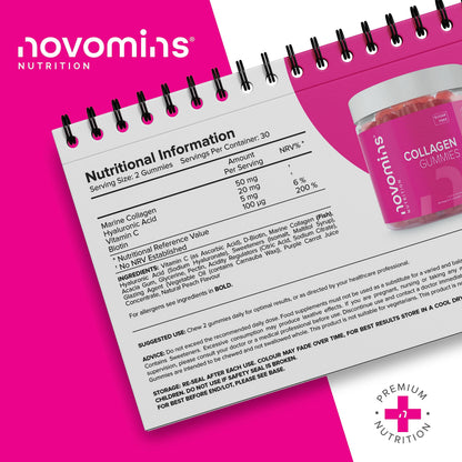 Collagen Gummies - Sugar Free Marine Collagen Gummies - Superior Type 1 Hydrolysed Collagen novominsUS supplements