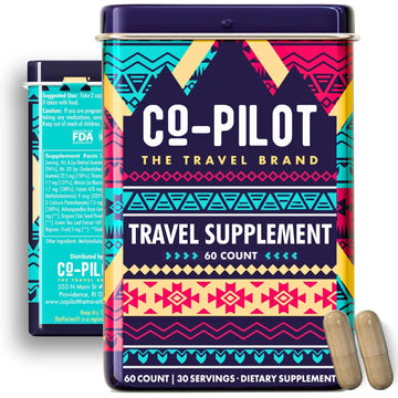 Travel Vitamin Supplement for Flight and Daily, Jet Lag, Energy, Immune, Digestion Support, Promote Calmness with Ashwagandha, Rhodiola, Chia Co-Pilot The Travel BrandAu supplements