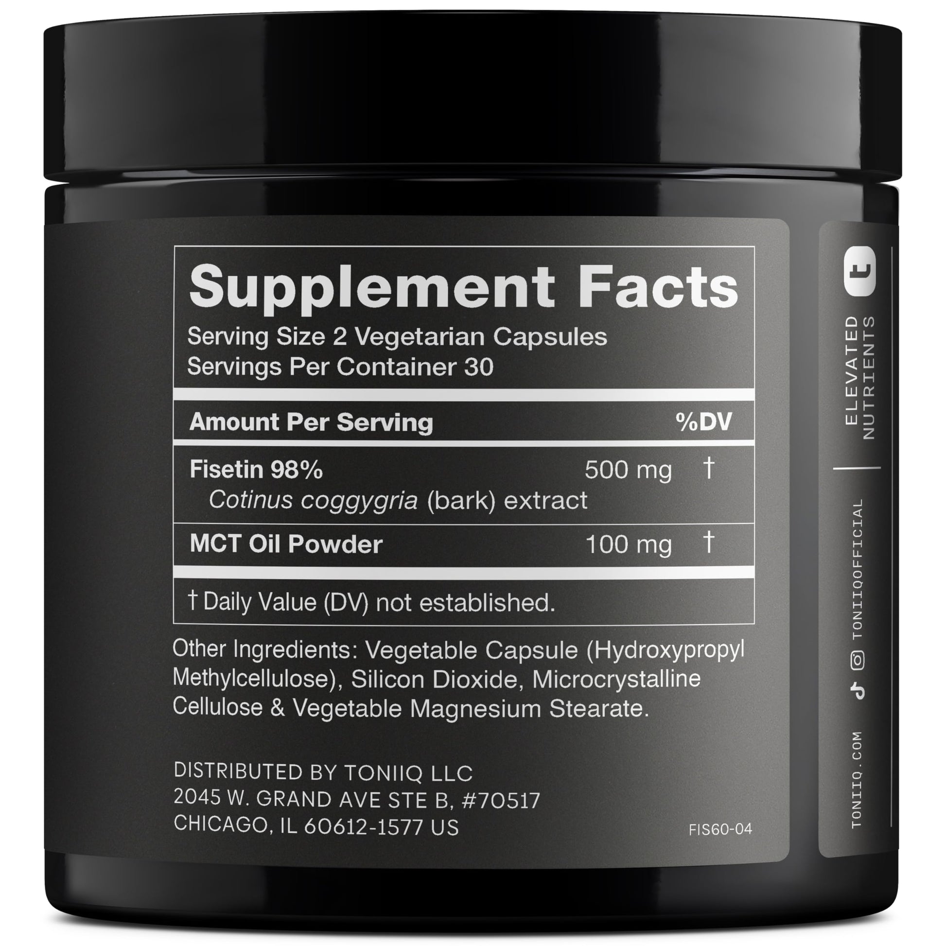 Toniiq Ultra High Purity Fisetin 500mg - 98%+ Higly Purified & Bioavailable Fisetin Supplement with MCT Oil for Absorption - Third-Party Tested Senolytic Supplements for Aging Support - 60 Capsules ToniiqAu supplements