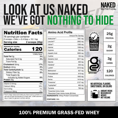 NAKED WHEY 5LB 100% Grass Fed Unflavored Whey Protein Powder - US Farms NAKEDUS supplements