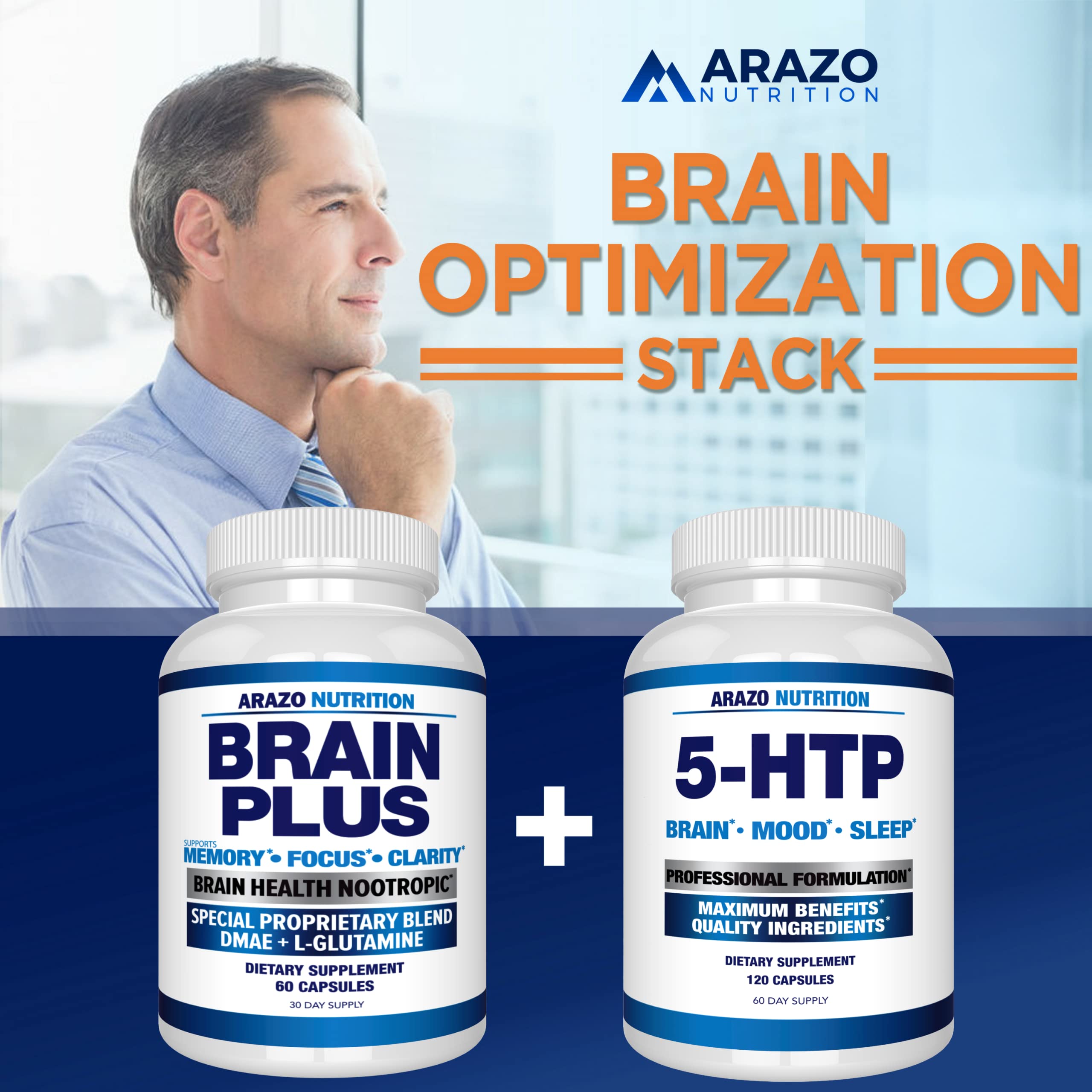 Arazo Nutrition Premium Brain Function Supplement – Memory, Focus, Clarity – Nootropic Booster with DMAE, Bacopa Monnieri, L-Glutamine, Multi Vitamins, Multi Minerals Arazo NutritionAu supplements