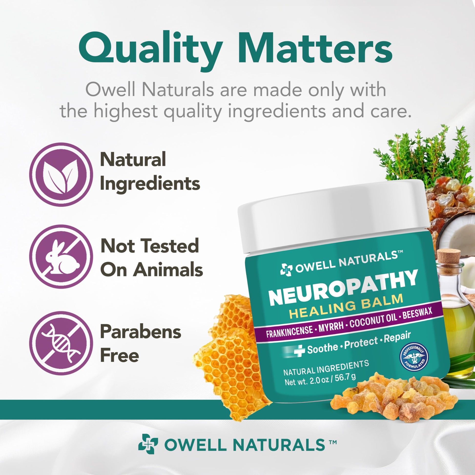 Owell Naturals Neuropathy Balm for Feet, Muscles & Joints – Long Lasting Comfort Formula with Frankincense, Myrrh, Coconut Oil, Beeswax – Fast Absorbing Botanical Skin Care, 2 oz Owell NaturalsAu supplements