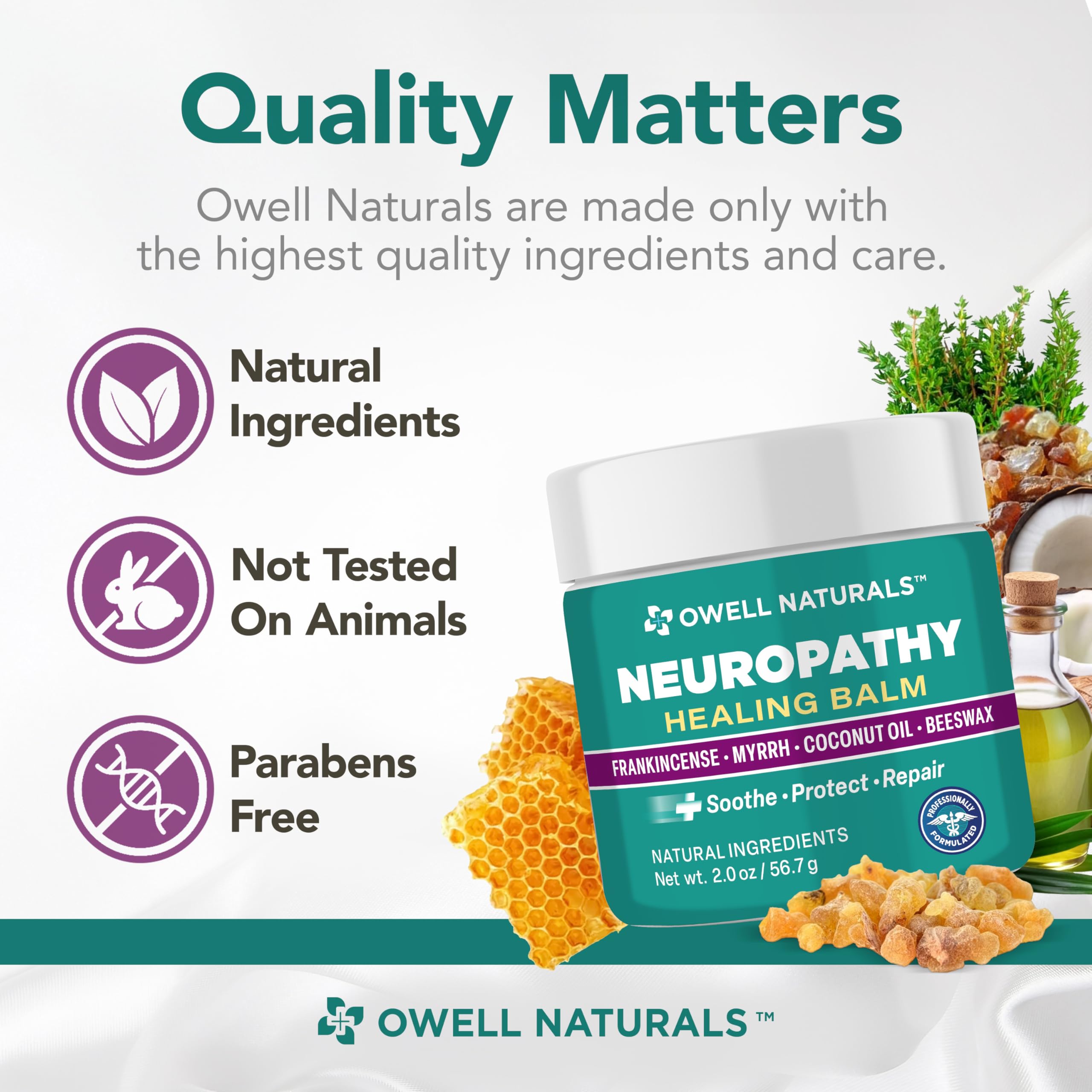 Owell Naturals Neuropathy Balm for Feet, Muscles & Joints – Long Lasting Comfort Formula with Frankincense, Myrrh, Coconut Oil, Beeswax – Fast Absorbing Botanical Skin Care, 2 oz Owell NaturalsAu supplements