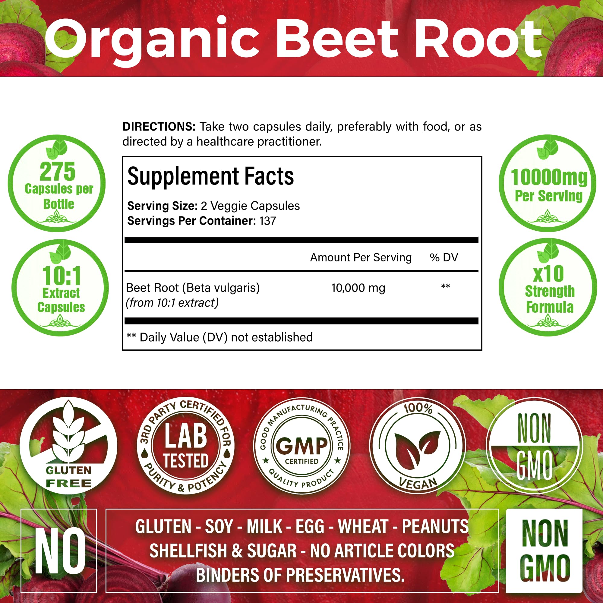 LaVitali 275 Beet Root Extract Capsules, 1000mg per Serving, High Concentrated Herbal LaVitaliAu supplements