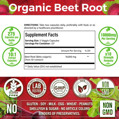 LaVitali 275 Beet Root Extract Capsules, 1000mg per Serving, High Concentrated Herbal LaVitaliUS supplements