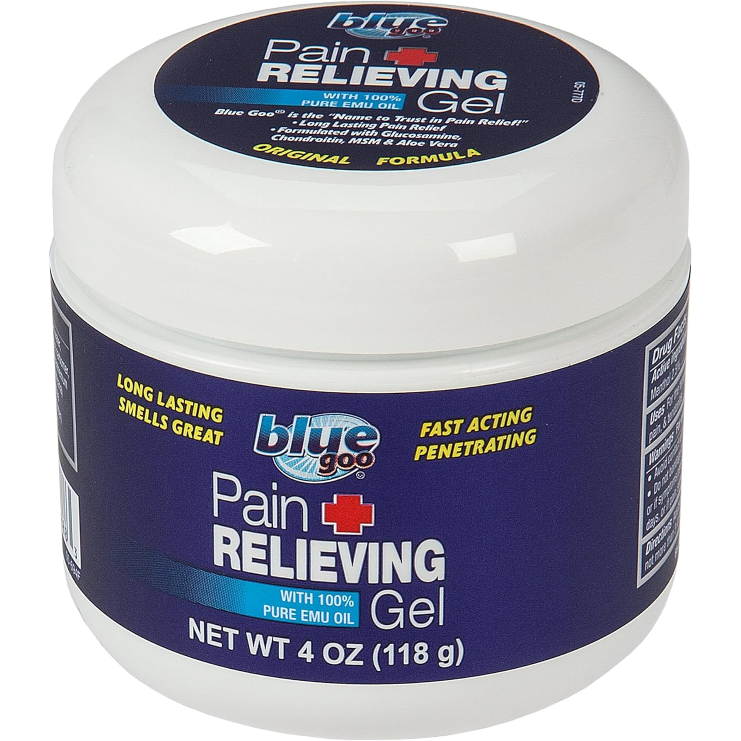 Blue Goo Pain Relieving Gel – Relief for Back, Neck, Muscle and Joint Pain, Fast-Acting Cooling and Soothing Relief with 100% Pure Emu Oil, 4 oz (1 Pack) Blue GooAu supplements