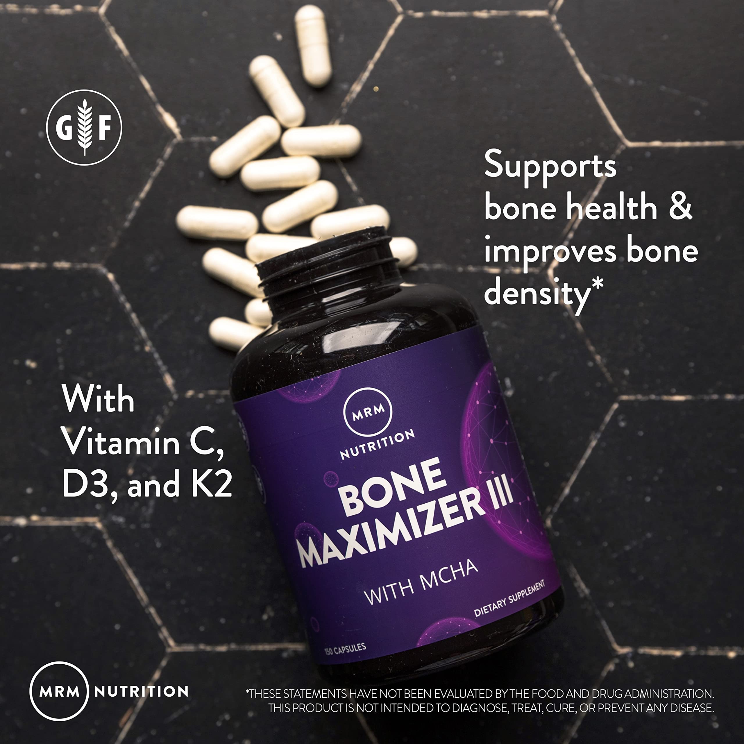 MRM Nutrition Bone Maximizer® III | with MCHA + Vitamin D3 + Vitamin K2 | Bone Health | High Potency | Key Vitamins and Minerals for Bones | 50 Servings MRMAu supplements