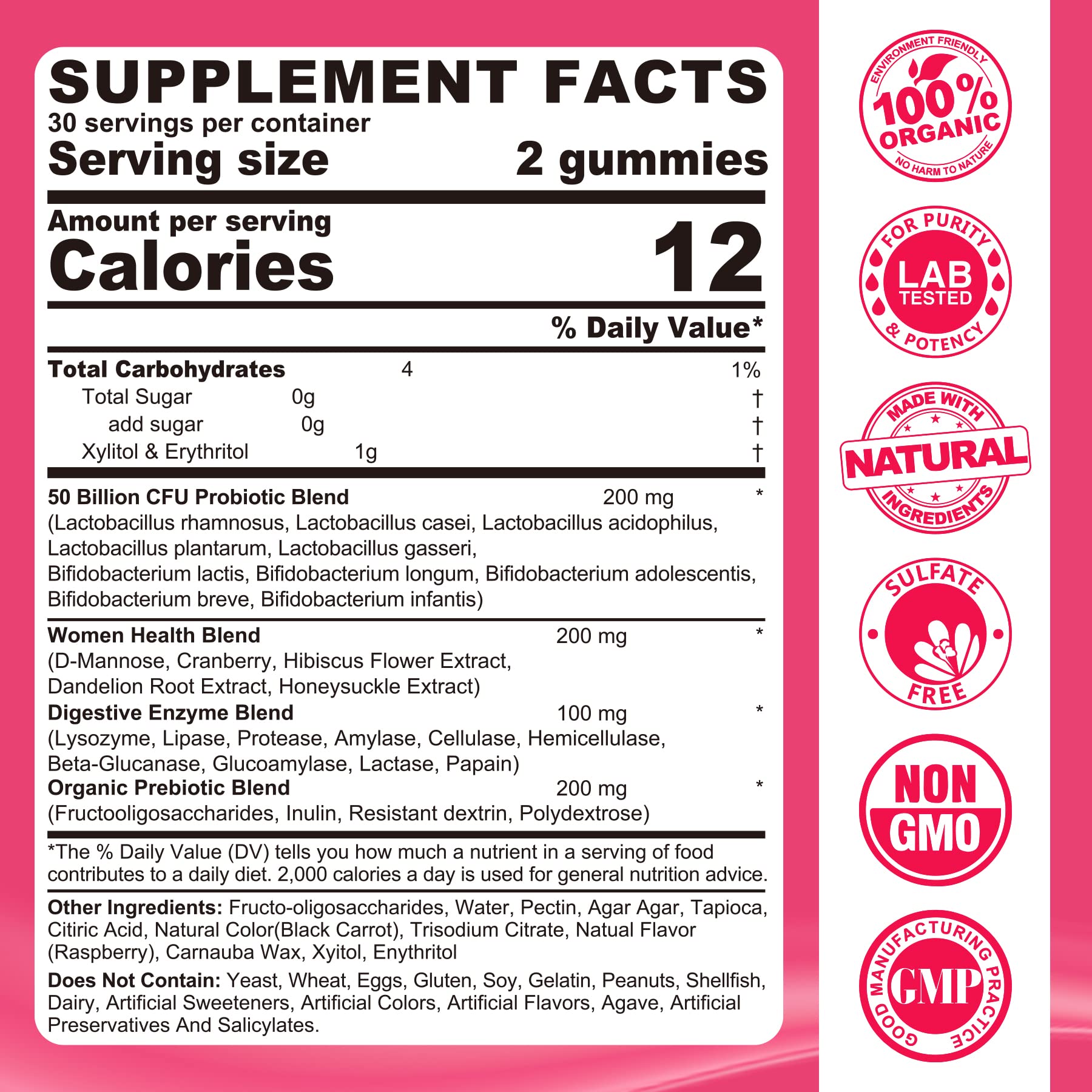 Probiotics for Women Gummies, Sugar Free Vaginal Probiotics 50 Billion CFU 10 Strains w/ Cranberry NEVISSAu supplements