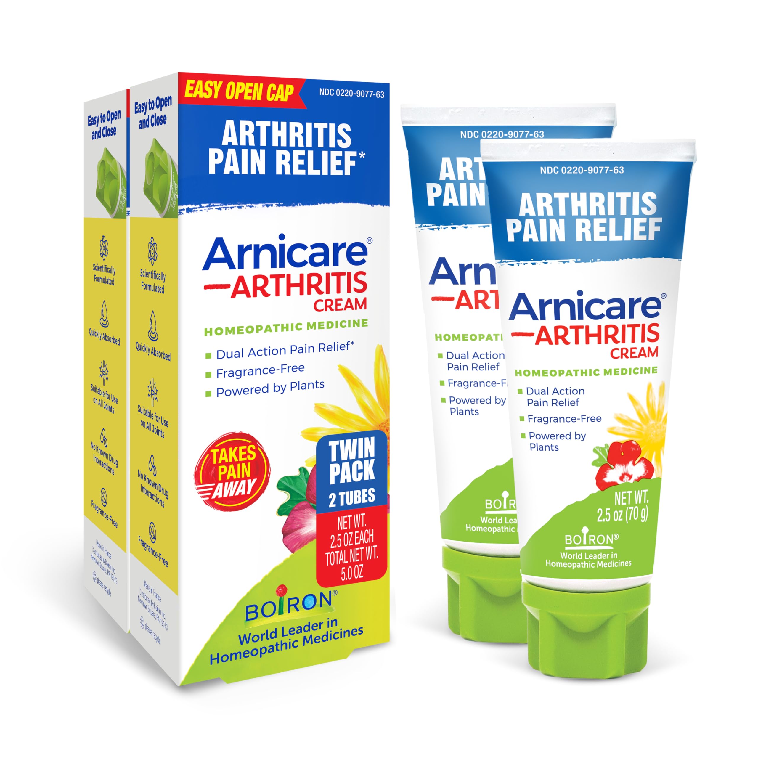 Boiron Arnicare Arthritis Cream for Pain Relief of Knees, Hands, Wrists, Elbows, Joints & Muscles – Quickly Absorbed & Fragrance-Free – 5 oz (2 Pack of 2.5 oz) BoironAu supplements