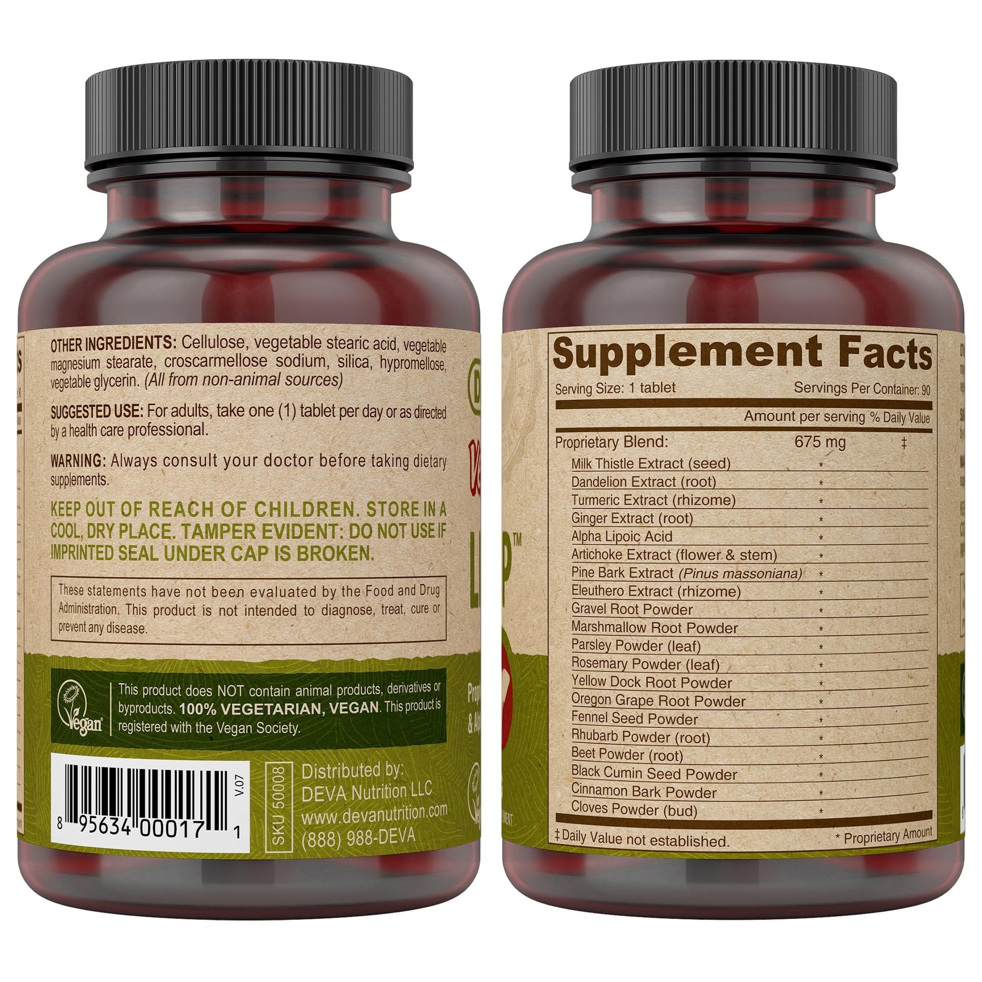 DEVA Vegan Liver Support Tablets 2-Pack - Proprietary Blend of 20 Herbs & Nutraceuticals, 90 Count Ea DEVAAu supplements