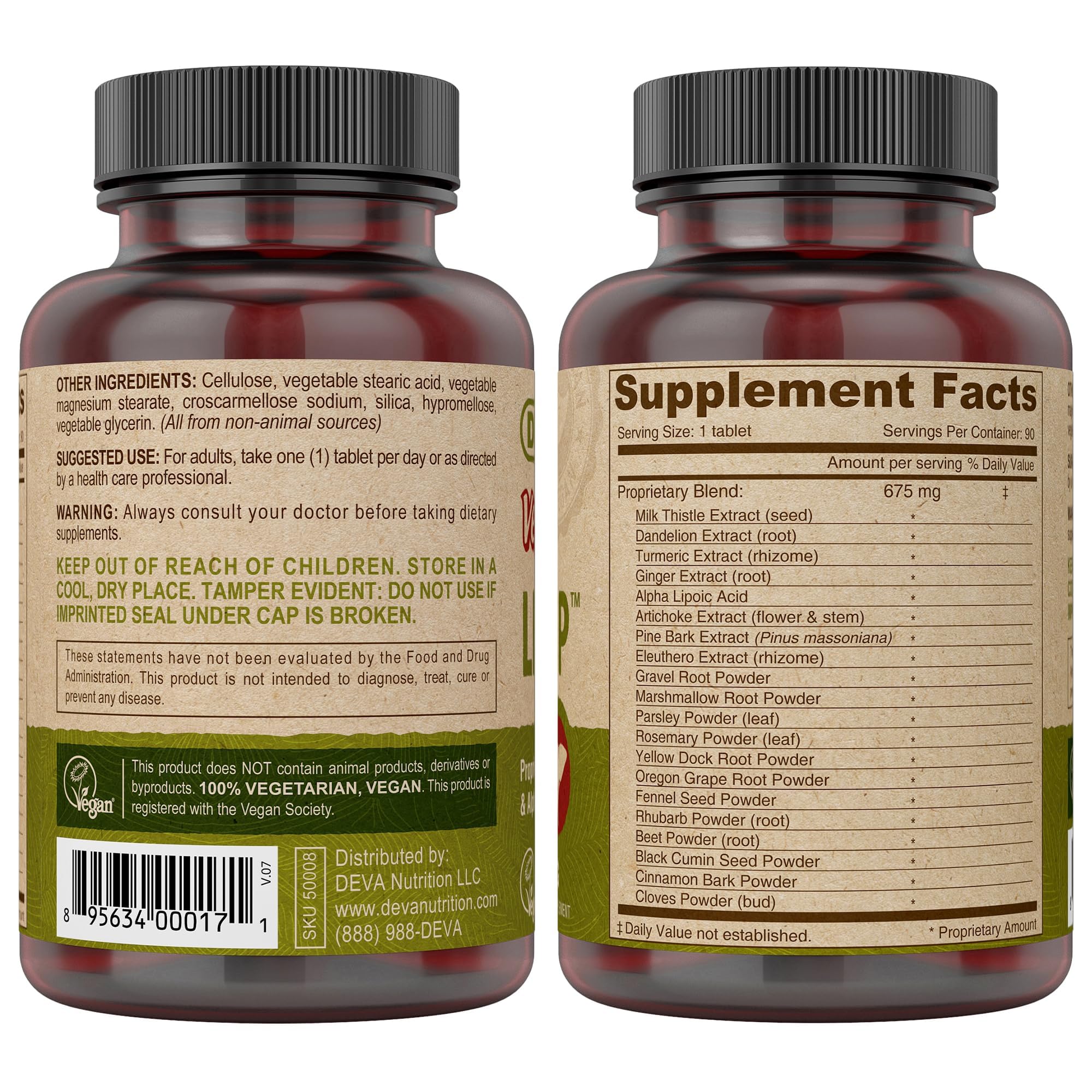 DEVA Vegan Liver Support Tablets 2-Pack - Proprietary Blend of 20 Herbs & Nutraceuticals, 90 Count Ea DEVAAu supplements