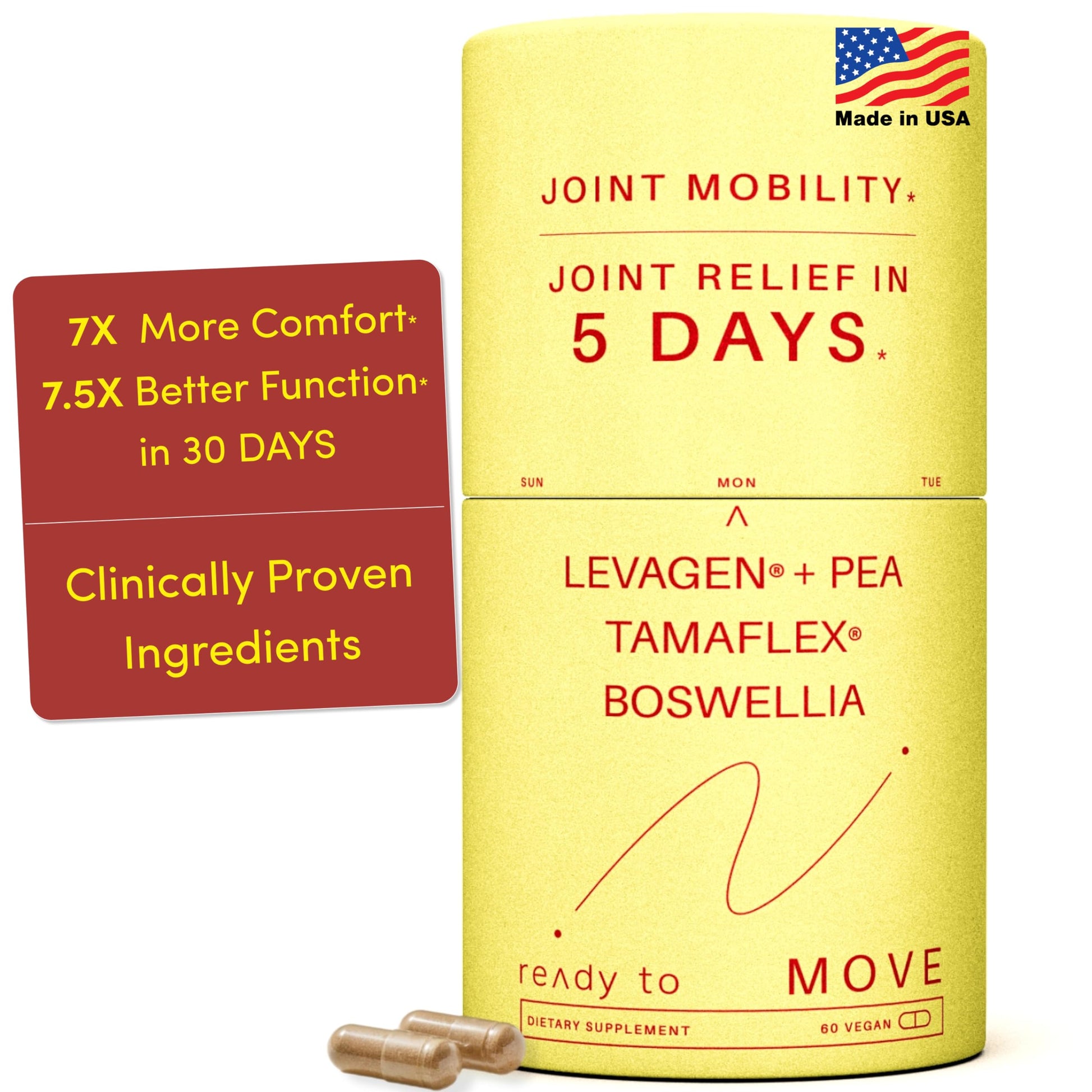 MOVE Fast Acting Joint Supplements | Tamaflex® Turmeric & Tamarind, Levagen®+ PEA Palmitoylethanolamide, Boswellia Serrata, Bioperine® Black Pepper Extract | Joint Support & Mobility | 60 Vegan Caps Ready ToAu supplements