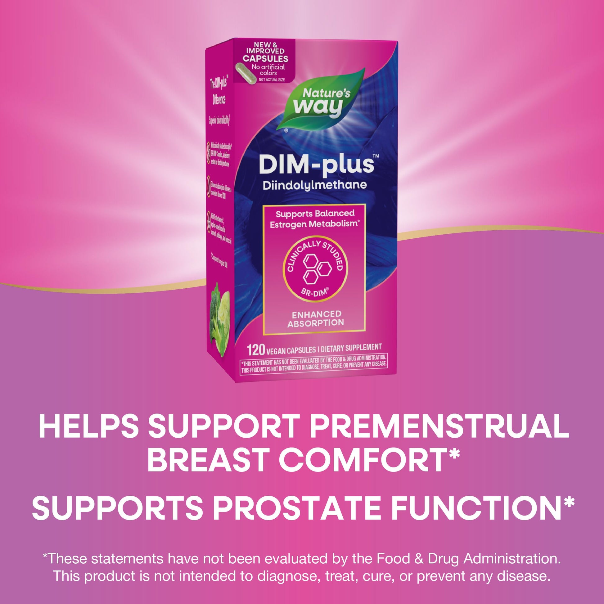 Nature's Way DIM-Plus, DIM Supplement, Supports Balanced Estrogen Metabolism*, Supports Estrogen Hormone Balance*, Diindolylmethane, 120 Vegan Capsules Nature's WayAu supplements