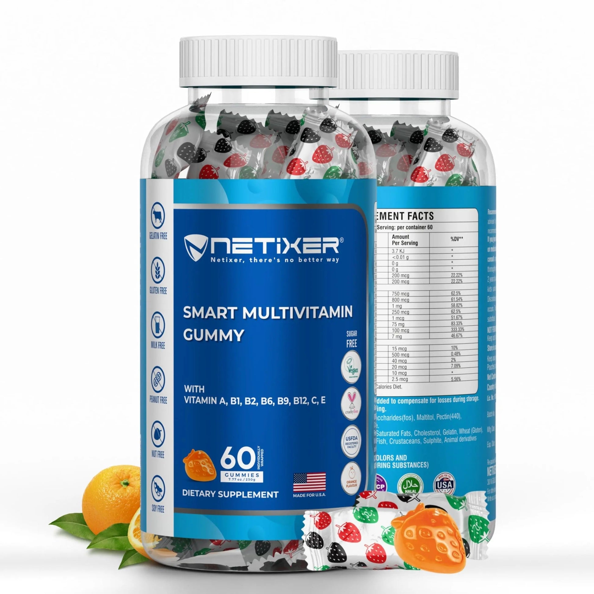 nETiXER Multivitamin Gummies – 60 Vegan Berry Gummies with Vitamins A, C, D, E, B12, Biotin, Zinc, Iodine – Gelatin-Free, Gluten-Free nETiXERAu supplements
