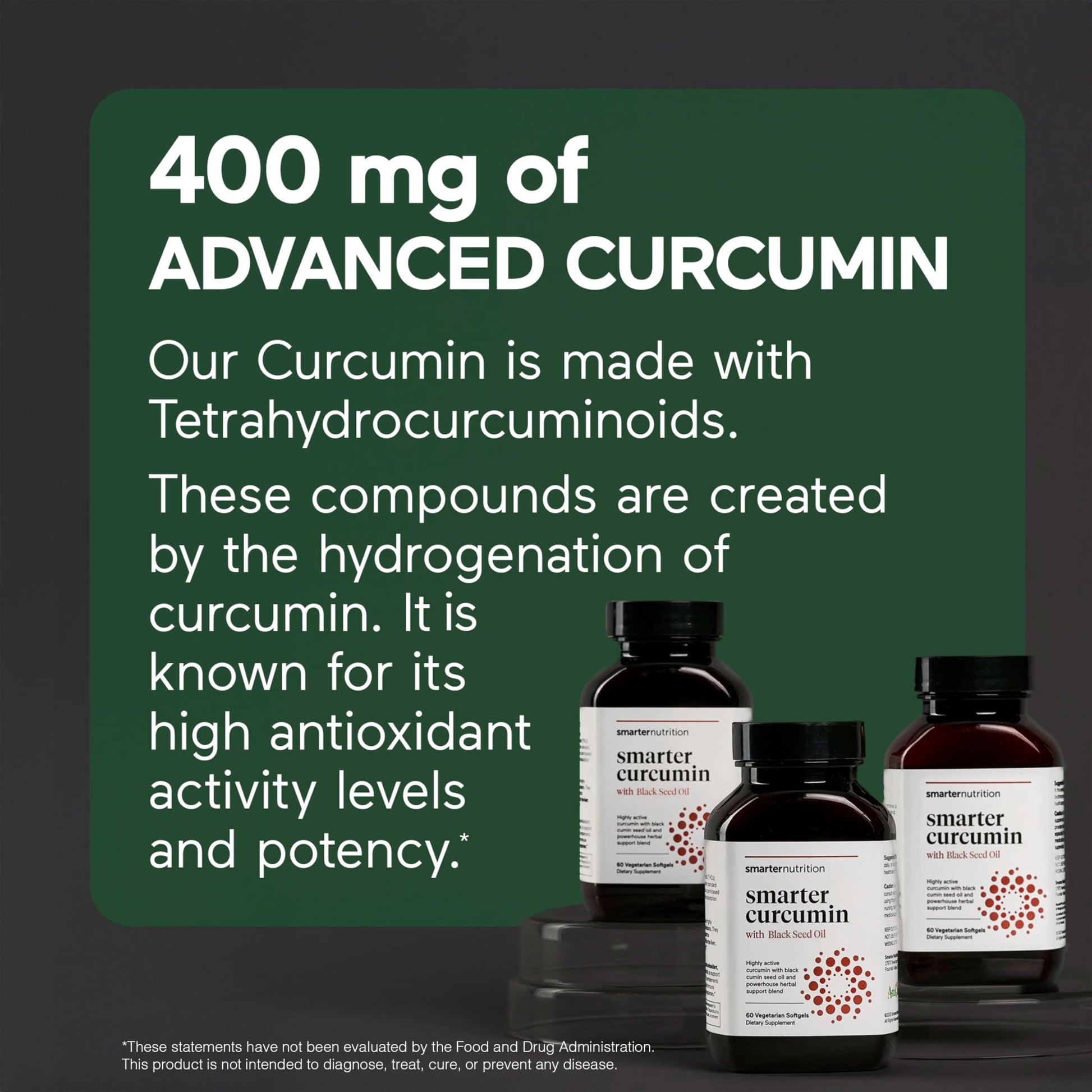 SMARTERNUTRITION Curcumin Softgels - Vegan High Absorption 400 mg Turmeric Supplement + Black Seed Oil & Ginger - 95% Tetrahydrocurcuminoids Non-GMO, USA Manufactured - 60 Ct[30 Servings] SMARTERNUTRITIONAu supplements