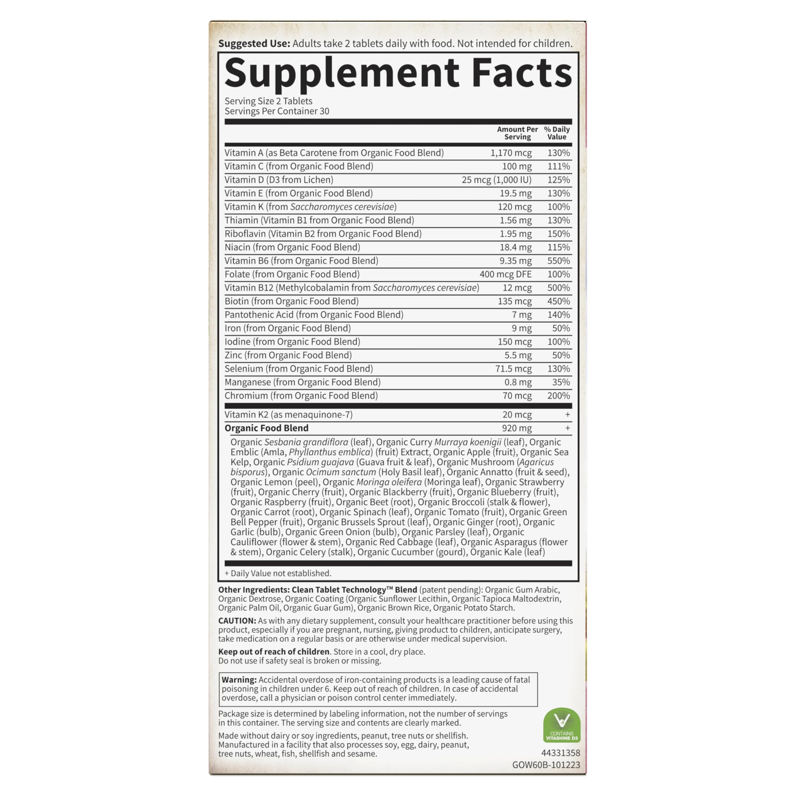Garden of Life Organics Organic Multivitamin for Women - Womens Multi with Vitamin C, D, Folate, B6, B12, Biotin, Iron Garden of LifeUS supplements