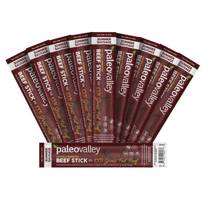 Paleovalley 100% Grass Fed Summer Sausage Beef Sticks - Delicious Gluten Free Beef Snack - High Protein Keto Friendly PaleovalleyUS supplements