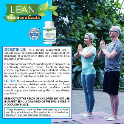 Digestive Enzymes with Probiotics, 90 Day Gut Health Supplement, 90 Cap LEAN NutraceuticalsUS supplements
