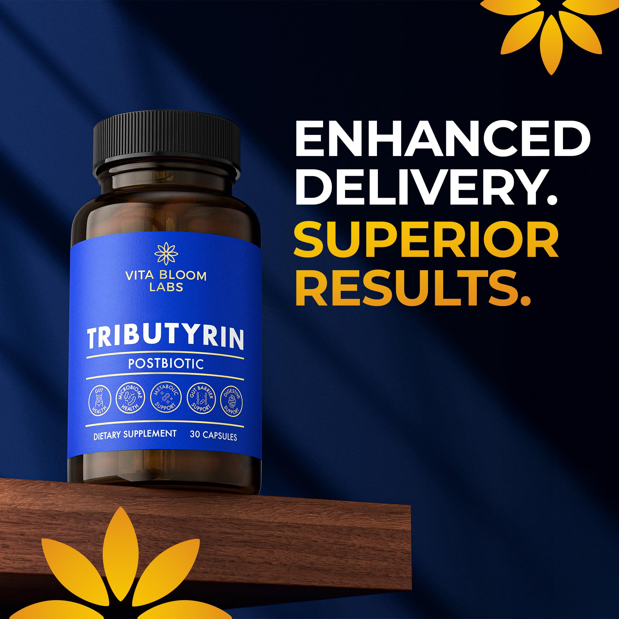 Tributyrin Supplement - Better Delivery & More Effective than Sodium Butyrate - Gut Health & Digestive Support - 3-in-1 Butyrate Postbiotics for Leaky Gut & Gut Barrier Support - 30 Capsules Vita Bloom LabsAu supplements