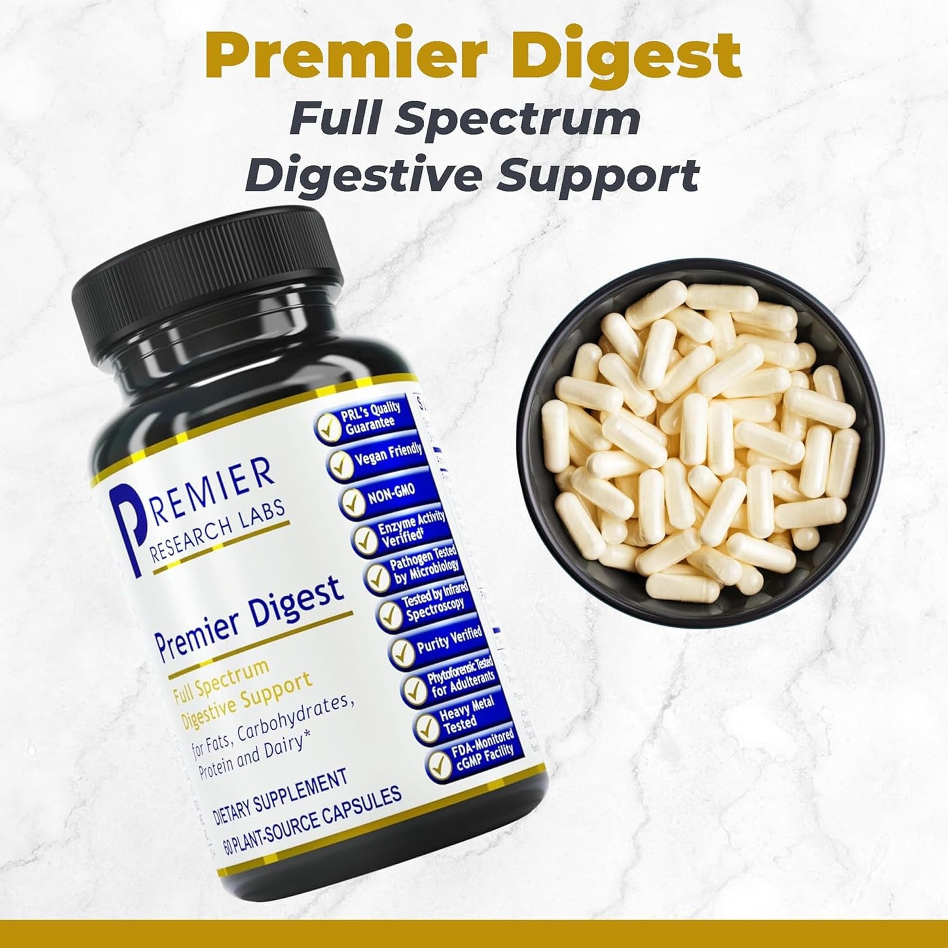 Premier Research Labs Active Digestive Enzymes with Probiotic and Prebiotics - Promotes Full-Spectrum Digestive Support - with Amylase, Protease & Lipase, 60 Plant-Sourced Capsules Premier Research LabsAu supplements
