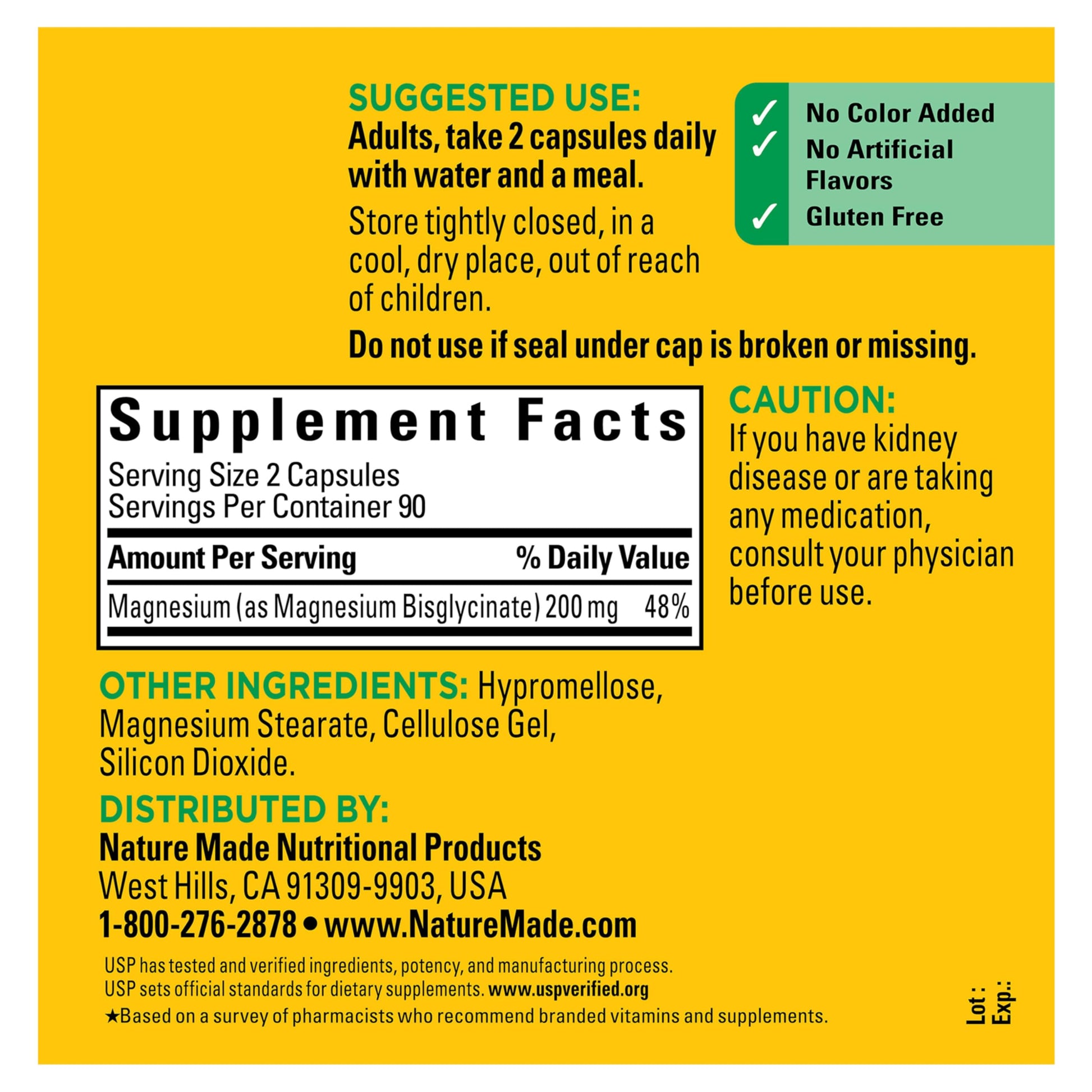 Nature Made Magnesium Glycinate 200 mg per serving, Magnesium Supplement for Muscle, Heart, Nerve and Bone Support, 180 Magnesium Bisglycinate Capsules, 90 Day Supply Nature MadeAu supplements