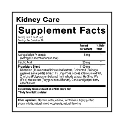 Quicksilver Scientific Kidney Care - Kidney Cleanse & Lymphatic Drainage Supplements - Astragaloside IV Extract, Zhu Ling, Goldenrod, Ferulic Acid, He Shou Wu & Dandelion Leaf (3.38oz / 100ml) Quicksilver ScientificUS supplements