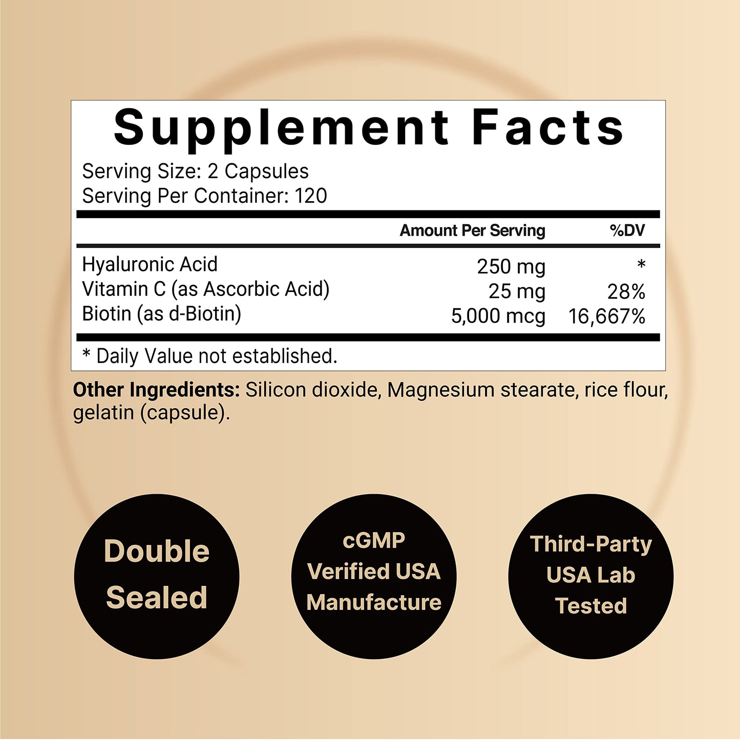 NatureBell 2 Pack Plant Based Hyaluronic Acid Supplements 250mg with 25mg Vitamin C NatureBellUS supplements