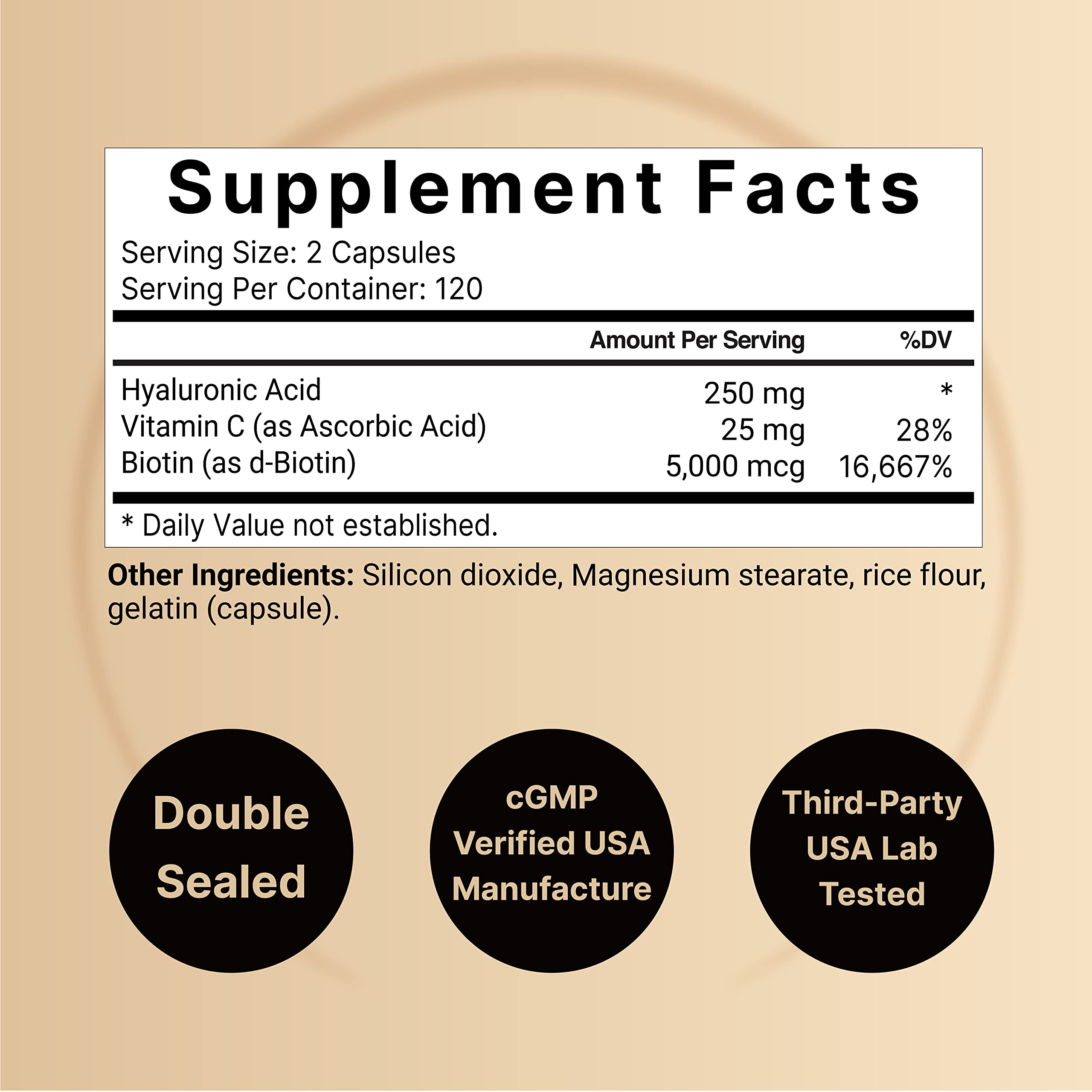 NatureBell 2 Pack Plant Based Hyaluronic Acid Supplements 250mg with 25mg Vitamin C NatureBellAu supplements