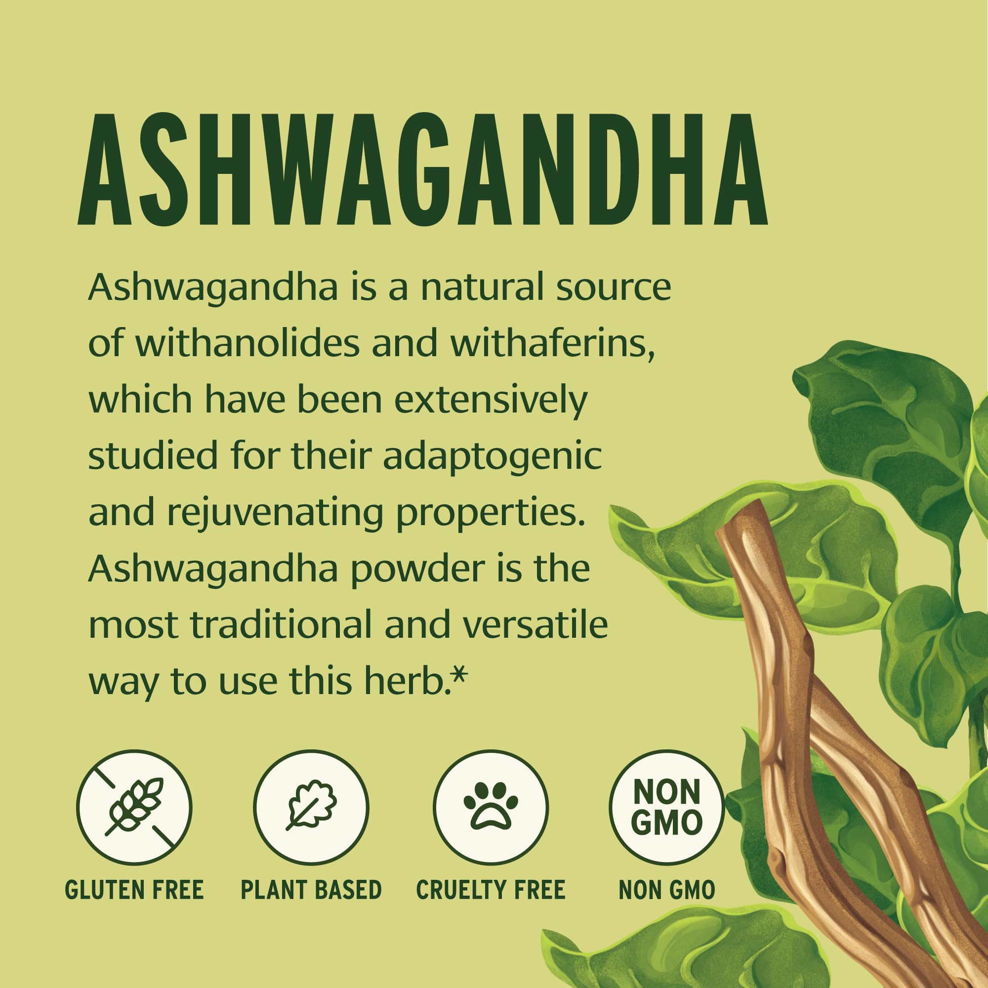 Banyan Botanicals Organic Ashwagandha Root Powder–1lb Bulk (504 Servings)Natural Cortisol Manager & Adrenal Support–Stress Relief, Better Sleep & Energy–Adaptogen for Smoothies & Moon Milk–Vegan,FFL* Banyan BotanicalsAu supplements
