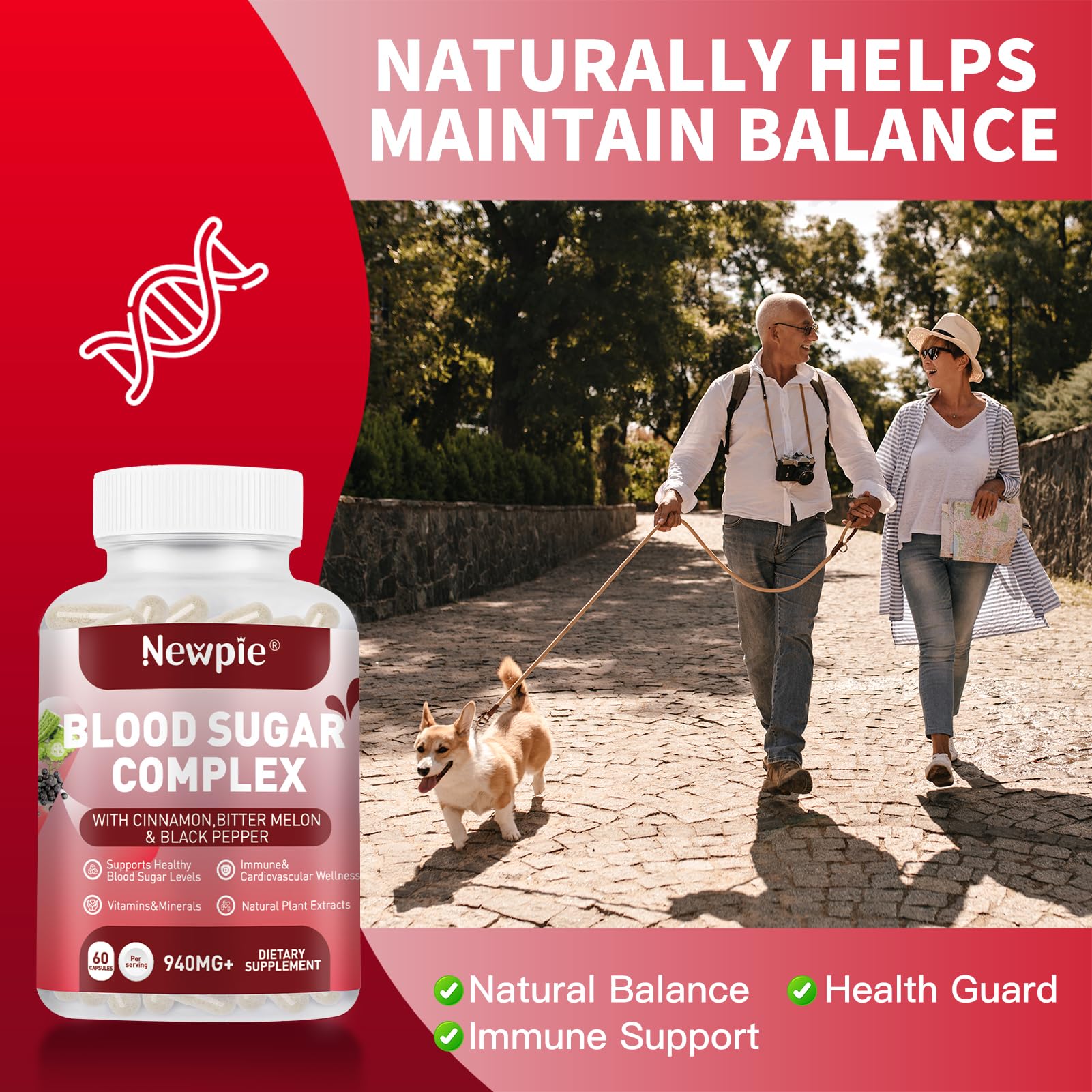 Blood Sugar Complex Supplement – Natural with 20 Active Herbs and Vitamins, Including Cinnamon, Bitter Melon, Black Pepper, Licorice, Vegan, Non-GMO, Gluten-Free, 60 Capsules HOWEEJETAu supplements