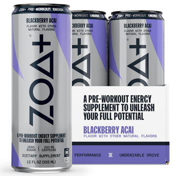 ZOA Plus Sugar-Free Pre-Workout Drink, Ready to Drink with Nitric Oxide, Vitamin B, C and D ZOAAu supplements