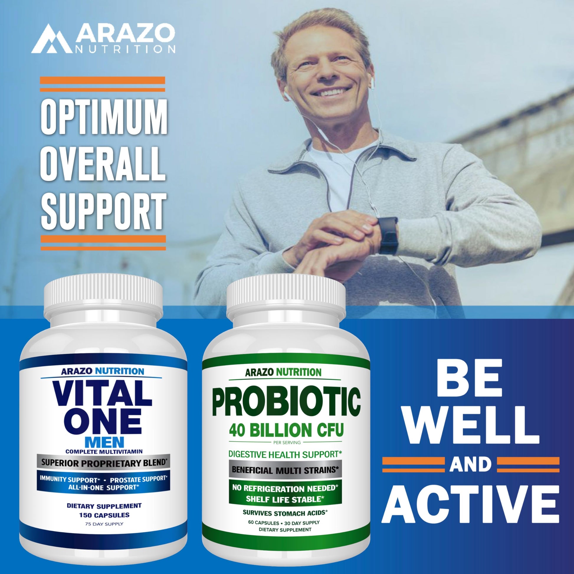 Arazo Nutrition Vital One Multivitamin for Men – Daily Wholefood Supplement - 150 Vegan Arazo NutritionAu supplements