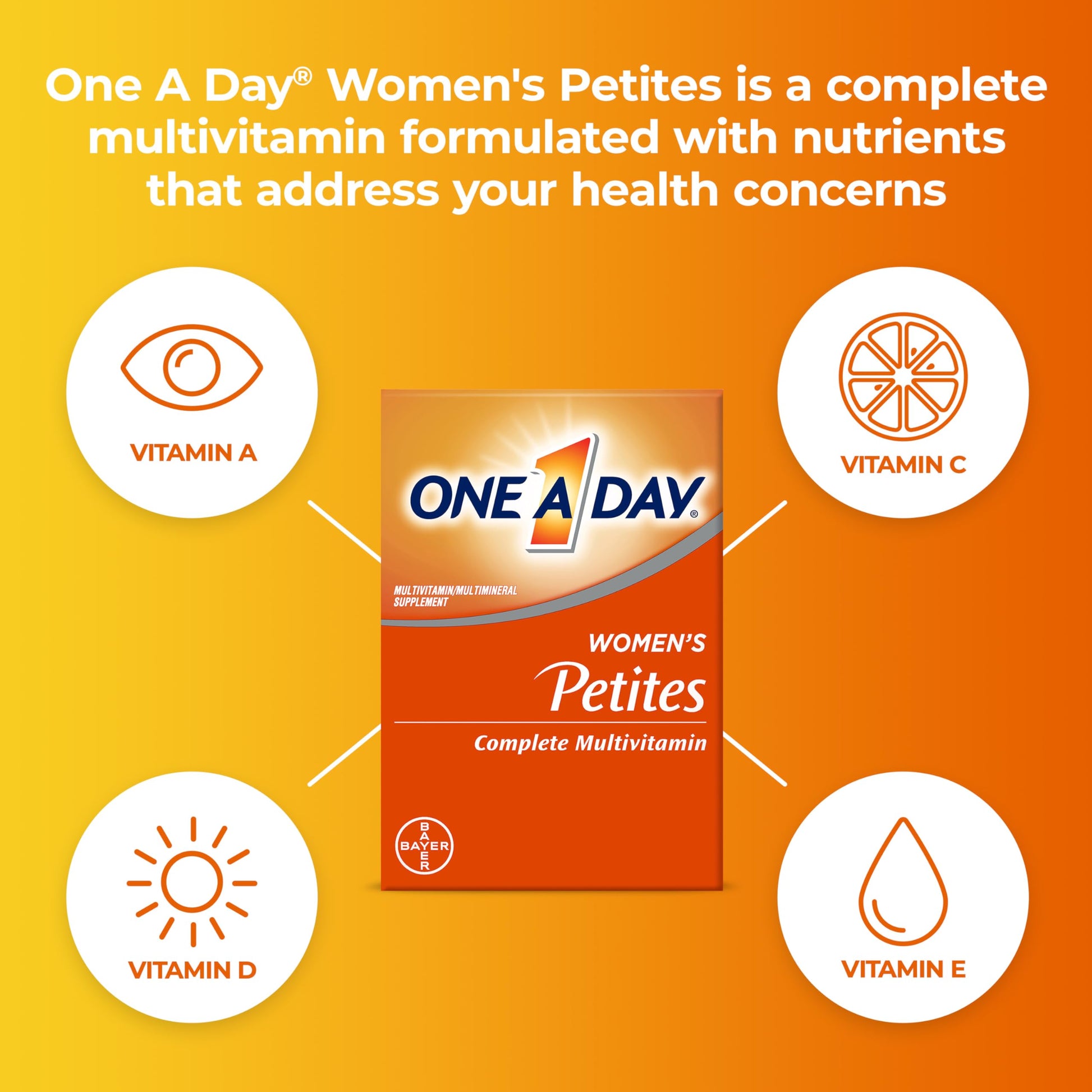 One A Day Women’s Petites Multivitamin,Supplement with Vitamin A, C, D, E and Zinc for Immune Health Support, B Vitamins, Biotin, Folate (as folic acid) & more,Tablet, 160 count ONE A DAYAu supplements