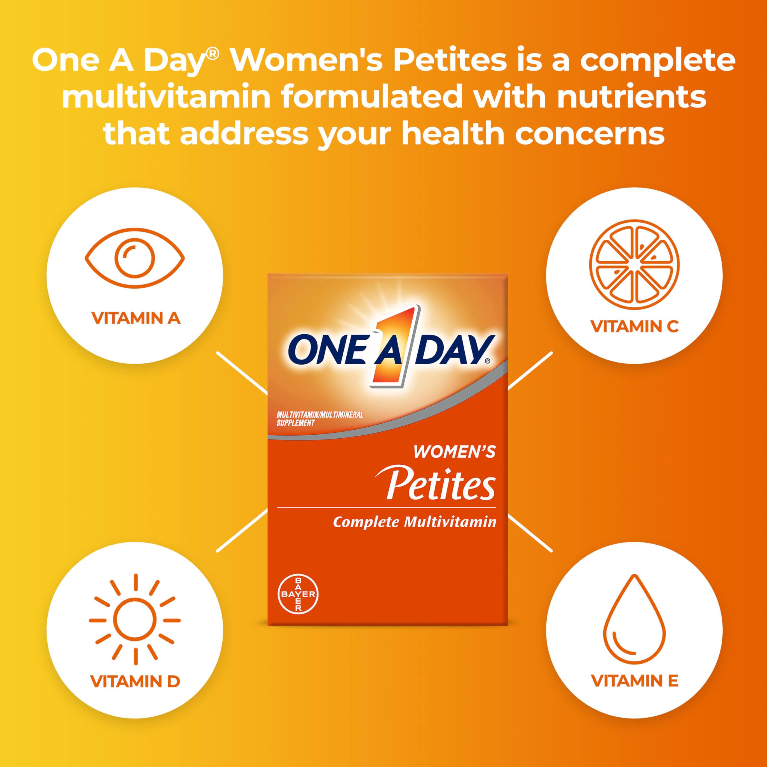 One A Day Women’s Petites Multivitamin,Supplement with Vitamin A, C, D, E and Zinc for Immune Health Support, B Vitamins, Biotin, Folate (as folic acid) & more,Tablet, 160 count ONE A DAYAu supplements