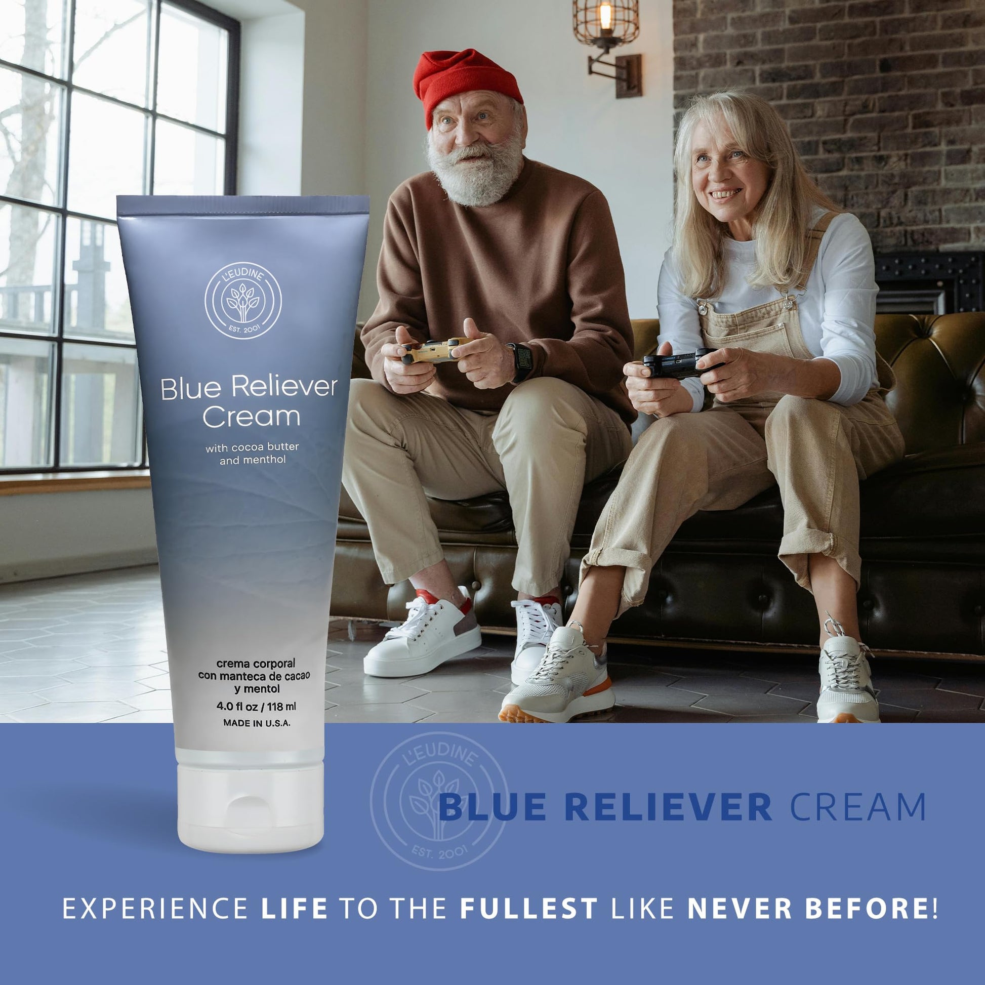 L'EUDINE Blue Reliever Cream – Joint and Muscle Therapy, Body Cream with Cocoa Butter and Menthol L'eudineAu supplements