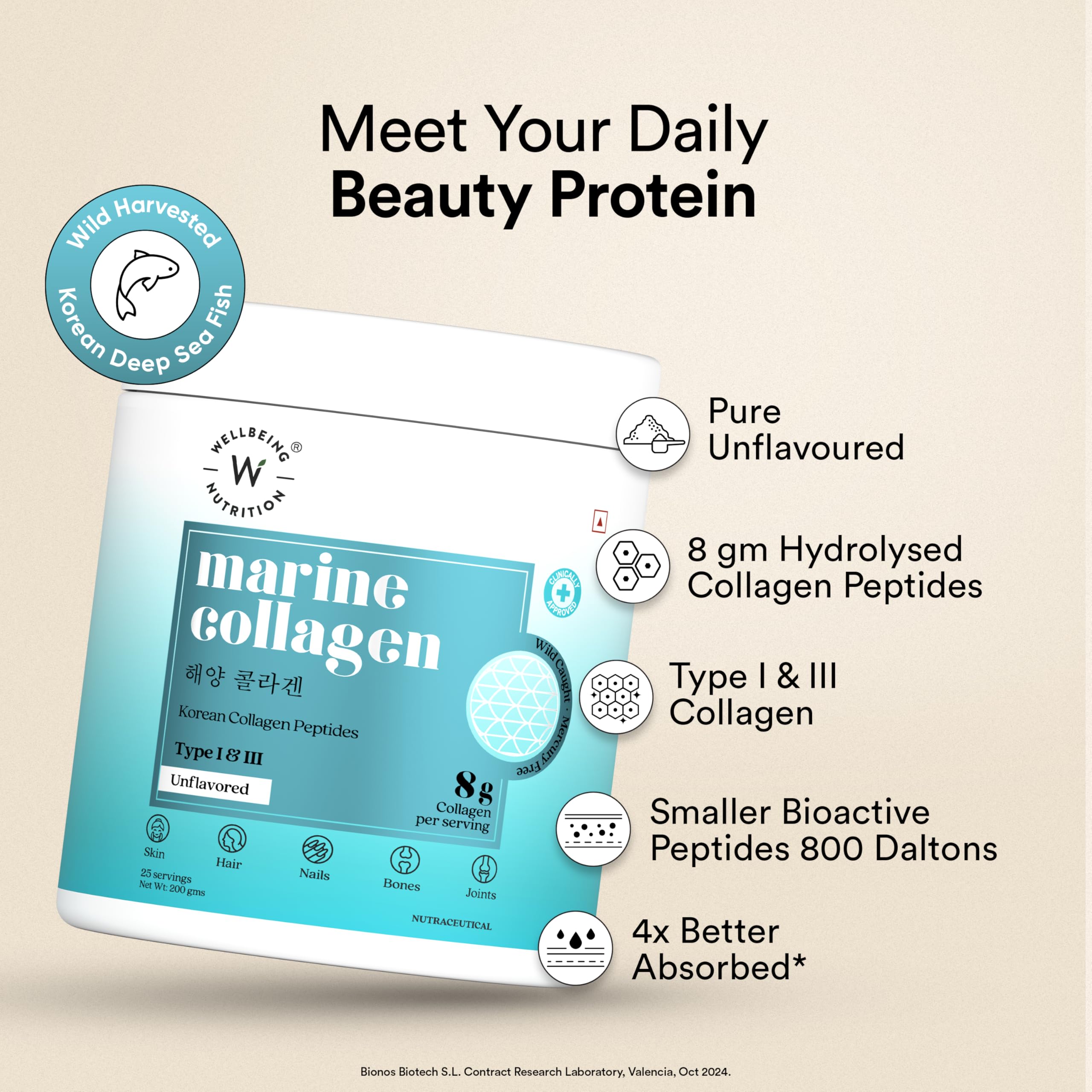 WELLBEING NUTRITION Pure Korean Marine Collagen Supplements for Women & Men, 200g | Hydrolyzed Collagen Powder and Amino Acids | Supports Healthy Skin, Hair, Nails, Bone & Joint | Unflavored WELLBEING NUTRITIONAu supplements