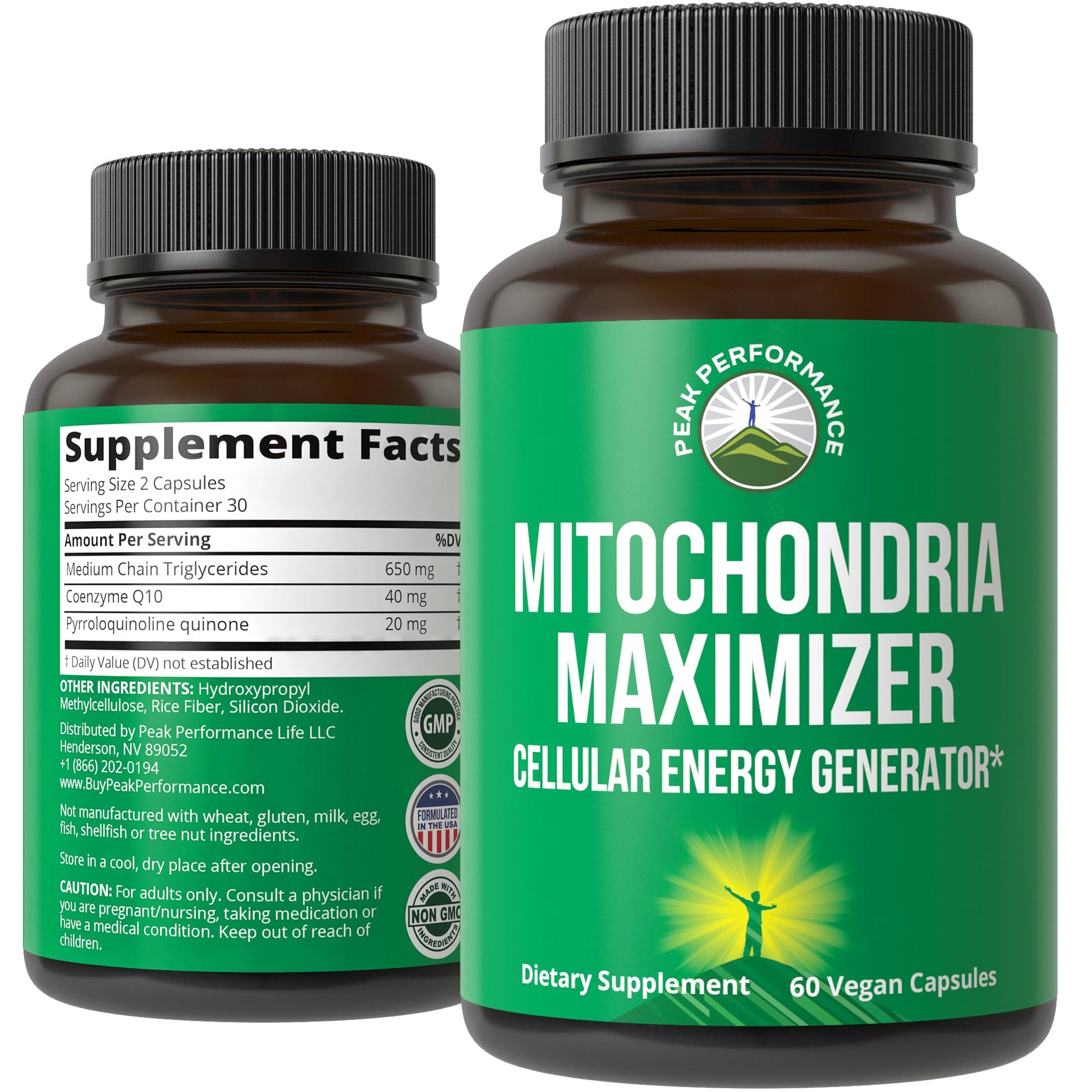Peak Performance Mitochondria Maximizer with CoQ10 and Active PQQ. Best Mitochondrial Support Supplement with MCT Oil. Natural Cellular Generator for Clean, Energy Support. 60 Vegetarian Capsules Peak PerformanceAu supplements
