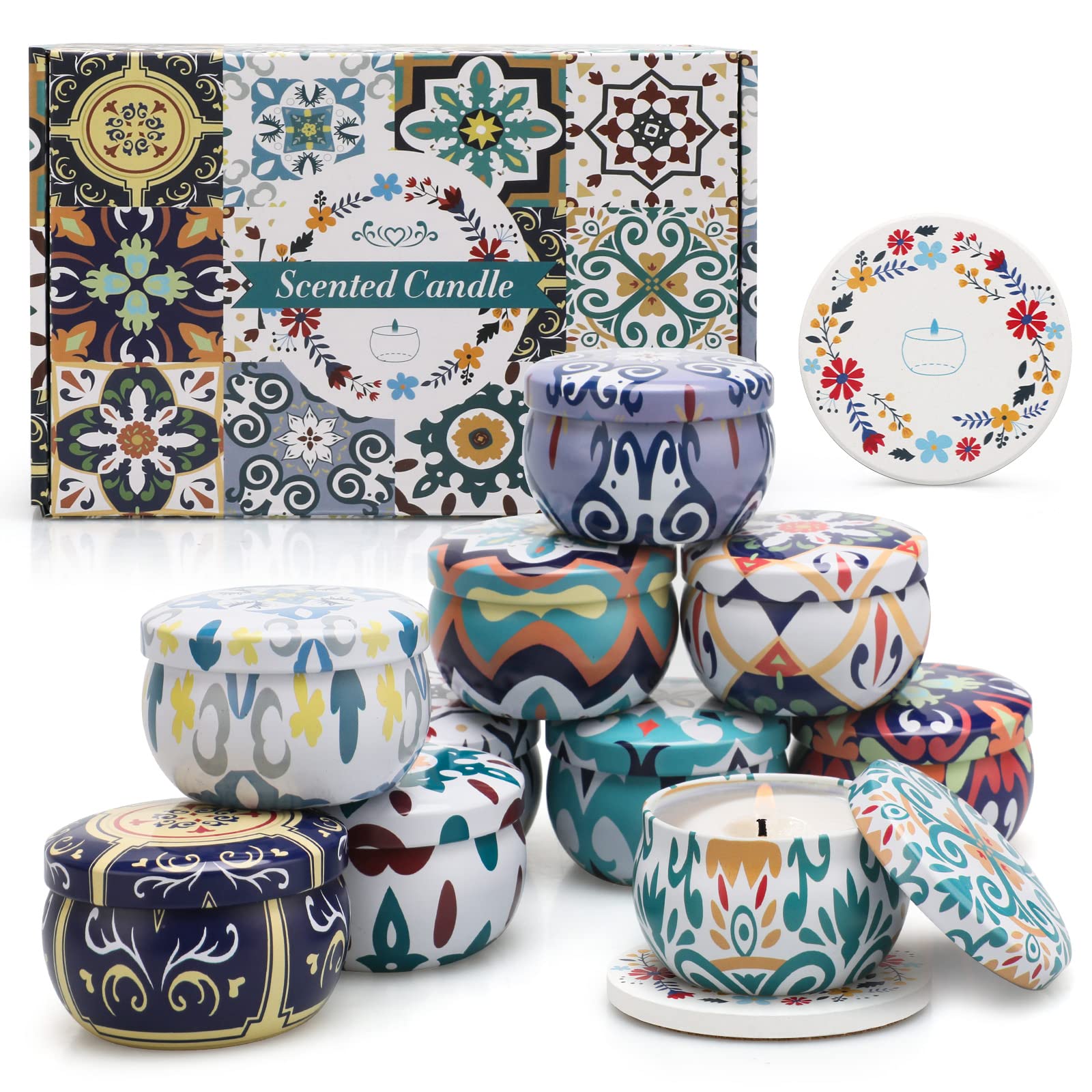 10 Pack Scented Candles Gifts, Aromatherapy Candles for Home Scented with 2 Coasters Yinuo CandleAu supplements