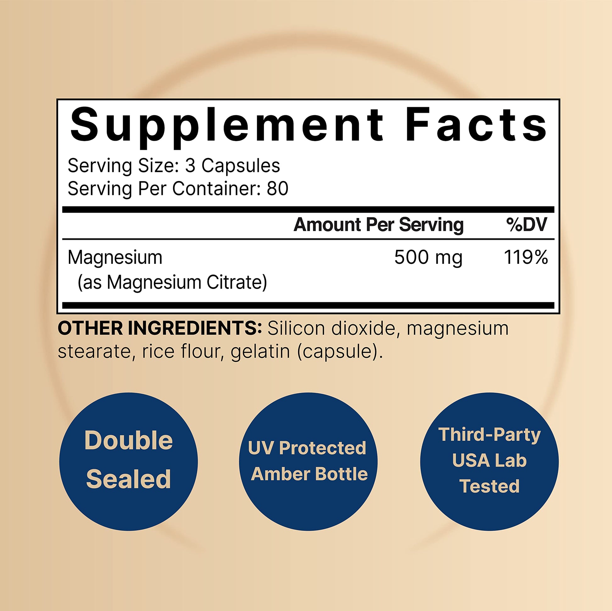 Magnesium Citrate 500mg, 240 Capsules (Citrato de Magnesio) | High Purity Elemental NatureBellAu supplements