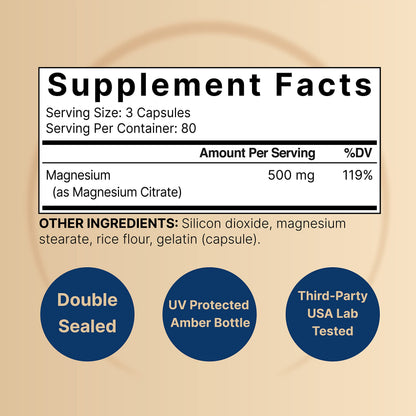 NatureBell Magnesium Citrate 500mg, 240 Capsules | High Purity Elemental Form NatureBellUS supplements
