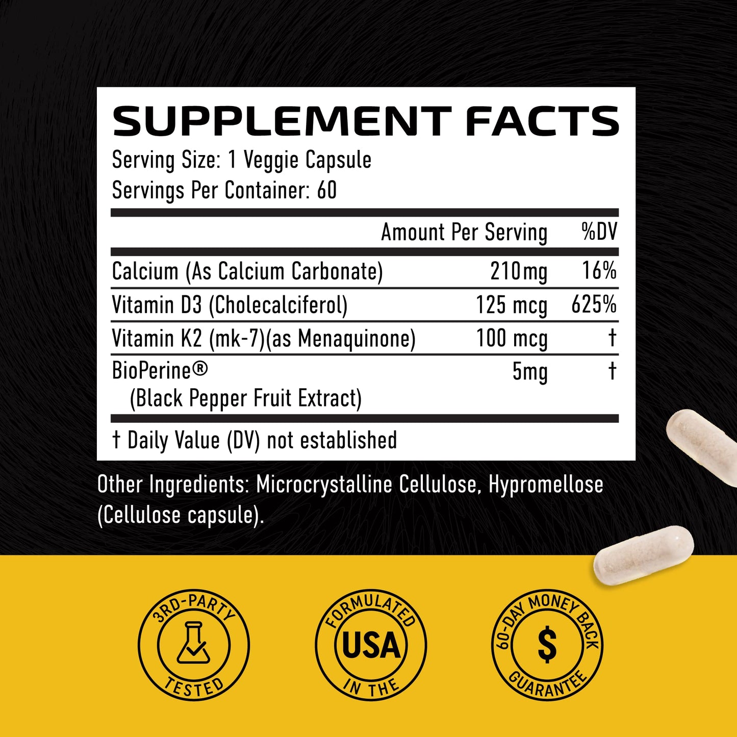 Vitamin D3 K2 5000 IU for Immune System, Strong Bones & Teeth Support | Vitamin D3 Nobi NutritionUS supplements