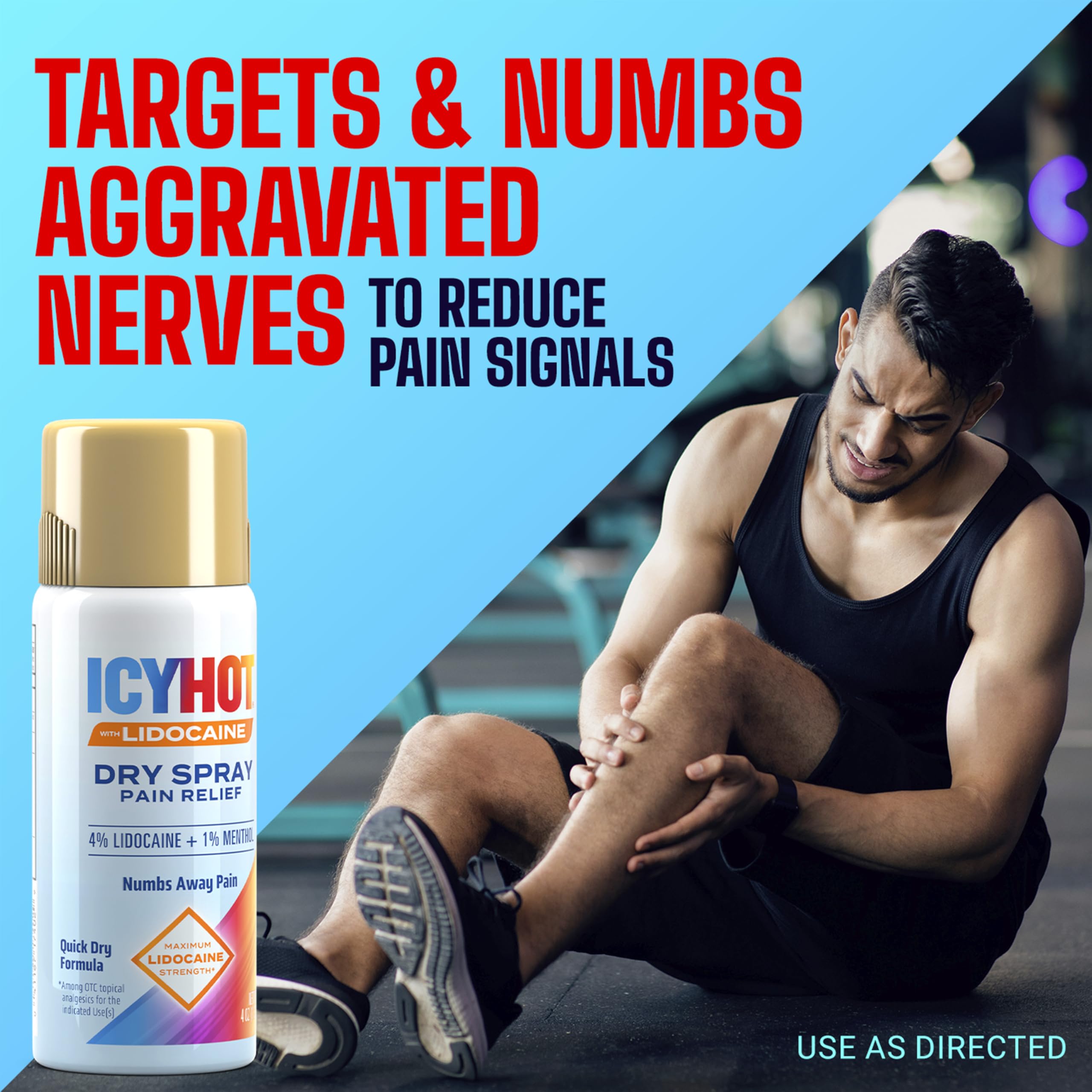 Icy Hot Lidocaine Pain Relief Dry Spray, Numb Aggravated Nerves with Max Strength Lidocaine 4% and Menthol 1%, Fast-Acting Pain Relief for Minor Pain, Backaches, Sprains and Strains, 4 oz Icy HotAu supplements