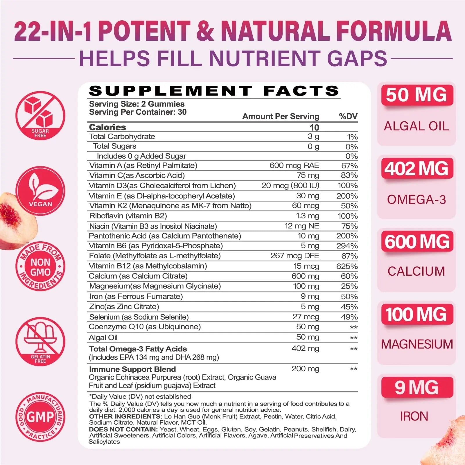 Multivitamin Gummies for Women 50 Plus - with Omega 3, Coenzyme Q10, Iron, Calcium, Zinc, Vitamin A, C, D3, E, K2, B Complex, Folate TcemundryAu supplements