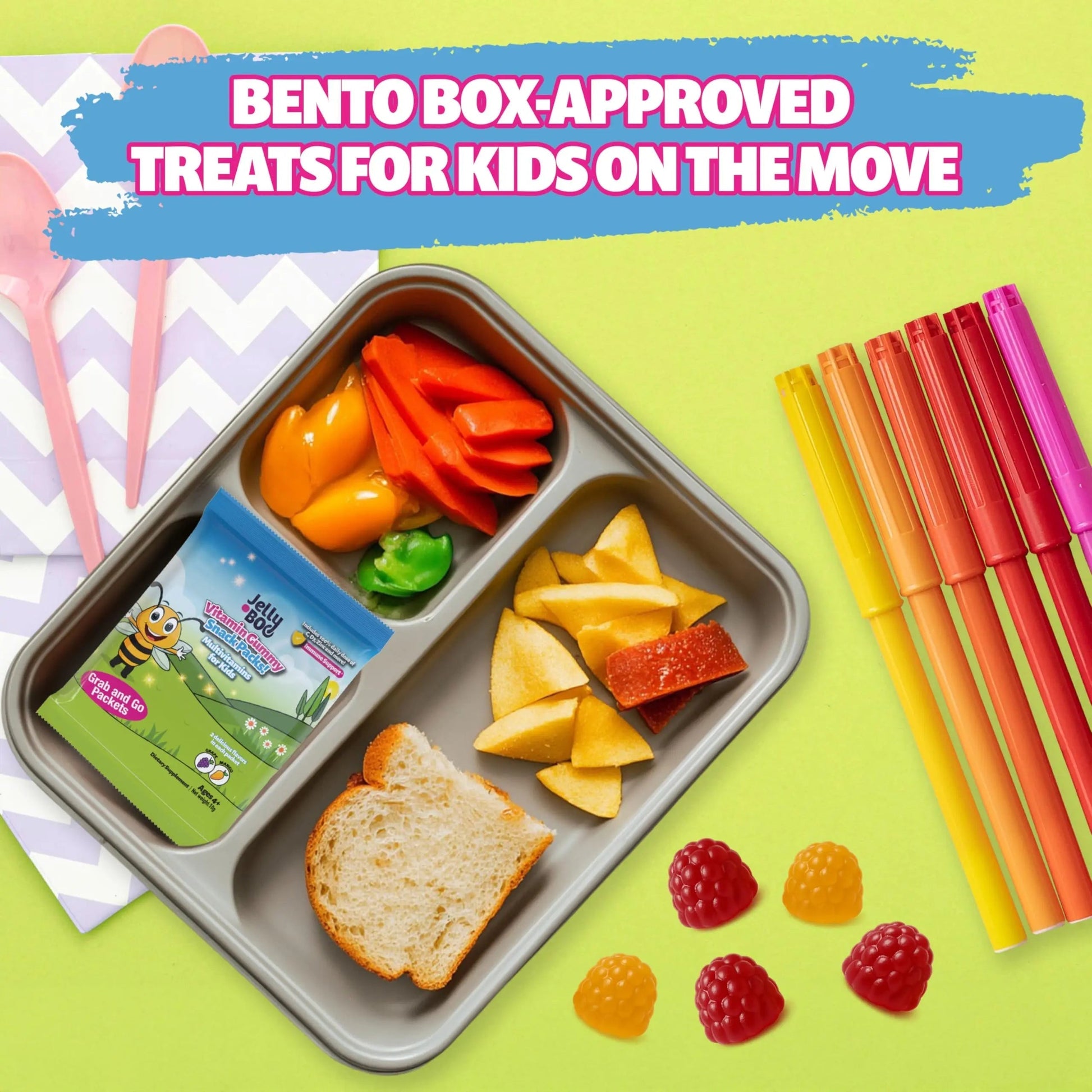 Kids Daily Multivitamin - Healthy Snacks For Kids – No Sugar, No Dyes, Monk Fruit Sweetened, Vegan, Gluten-Free- 100% Daily Value of Vitamins C, D3, Zinc Jelly.BooAu supplements
