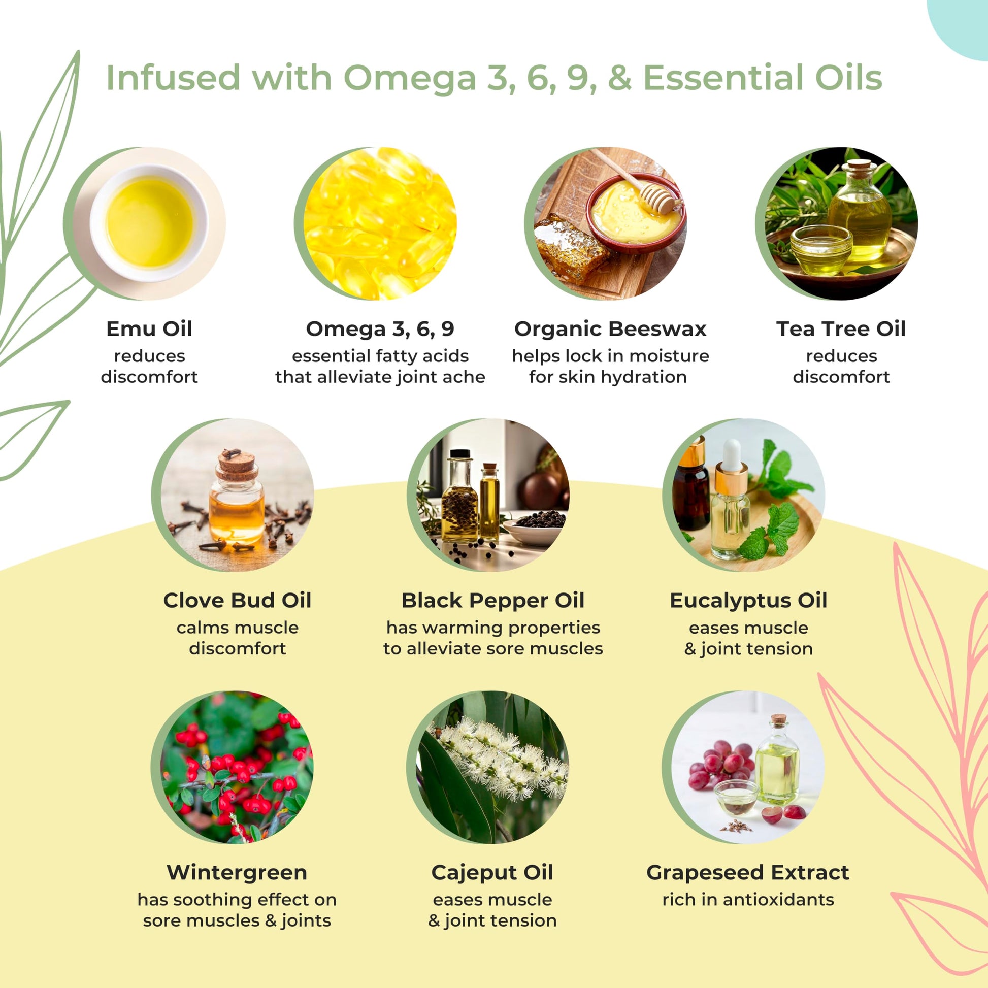 Y Not Natural Transwarm Sports Balm with Pure Emu Oil, Vitamins A, D, E, F & K2, Omega 3 6 9, & Tea Tree Oil Essential Oils - 50g Rub for Joint, Back, Muscle Stiffness & Soothing Itch Relief Y Not NaturalAu supplements