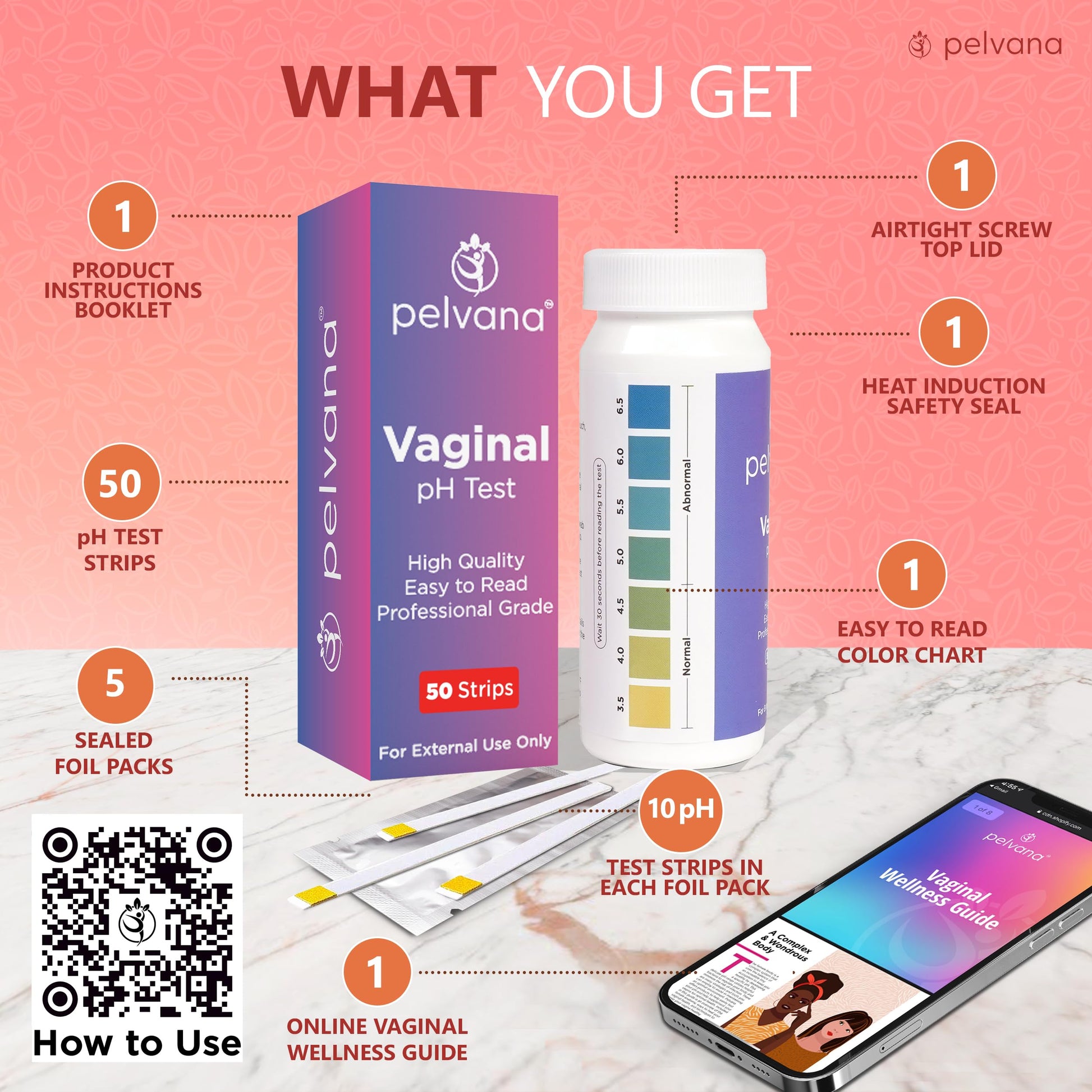 Pelvana Vaginal pH Balance Test Strips for Women 50 Strips - Vaginal pH Test Strips PelvanaAu supplements