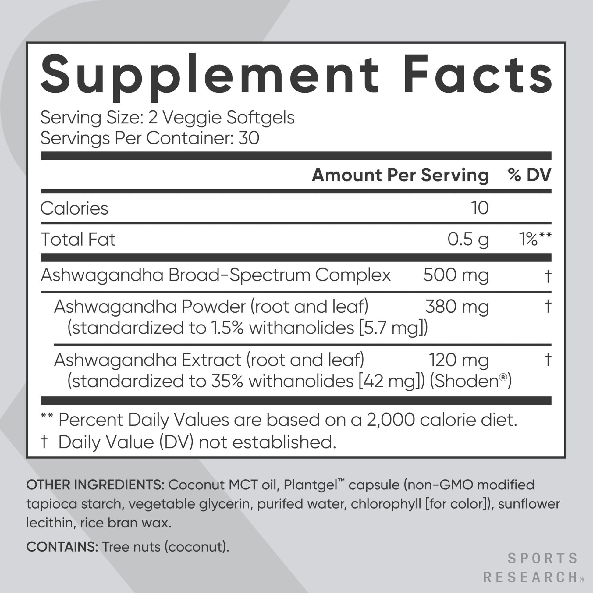 Sports Research® Ashwagandha Softgels with Coconut MCT Oil - Natural Adaptogen Sports ResearchAu supplements