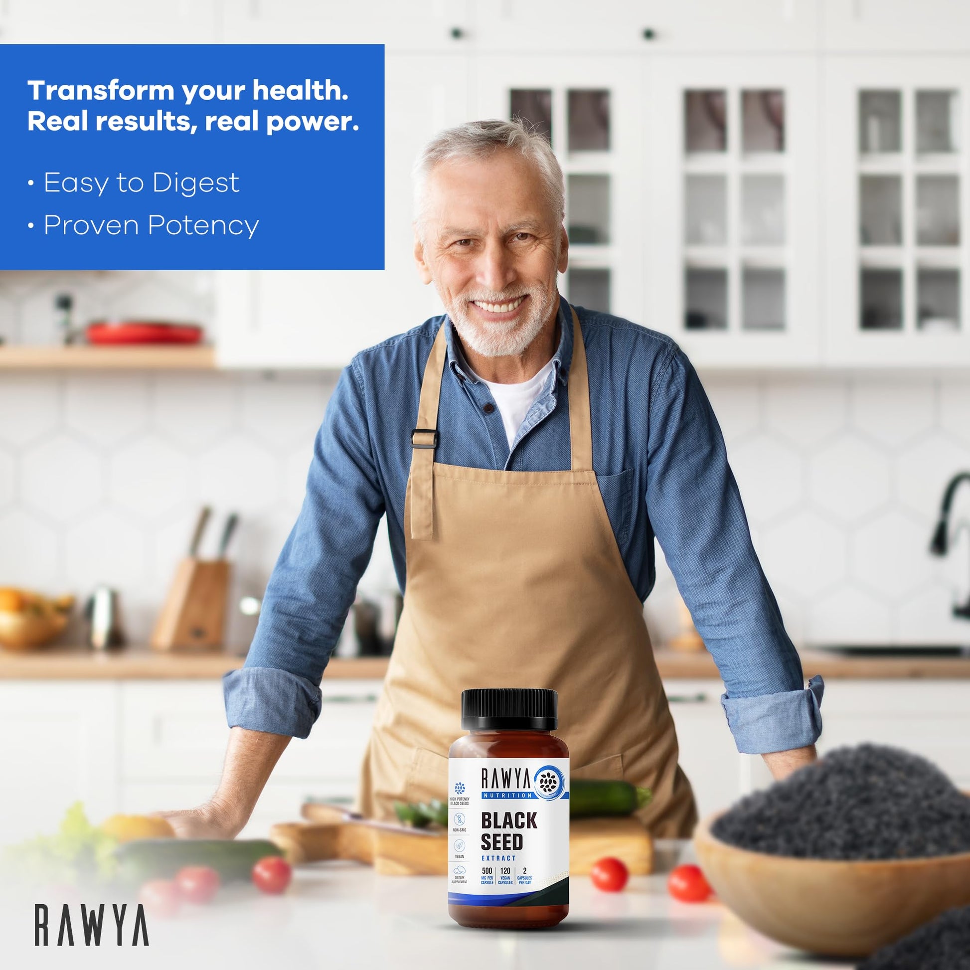 RAWYA Nutrition, Black Seed Extract, 120 Vegan Capsules, Nigella Sativa, Black Cumin RAWYAUS supplements